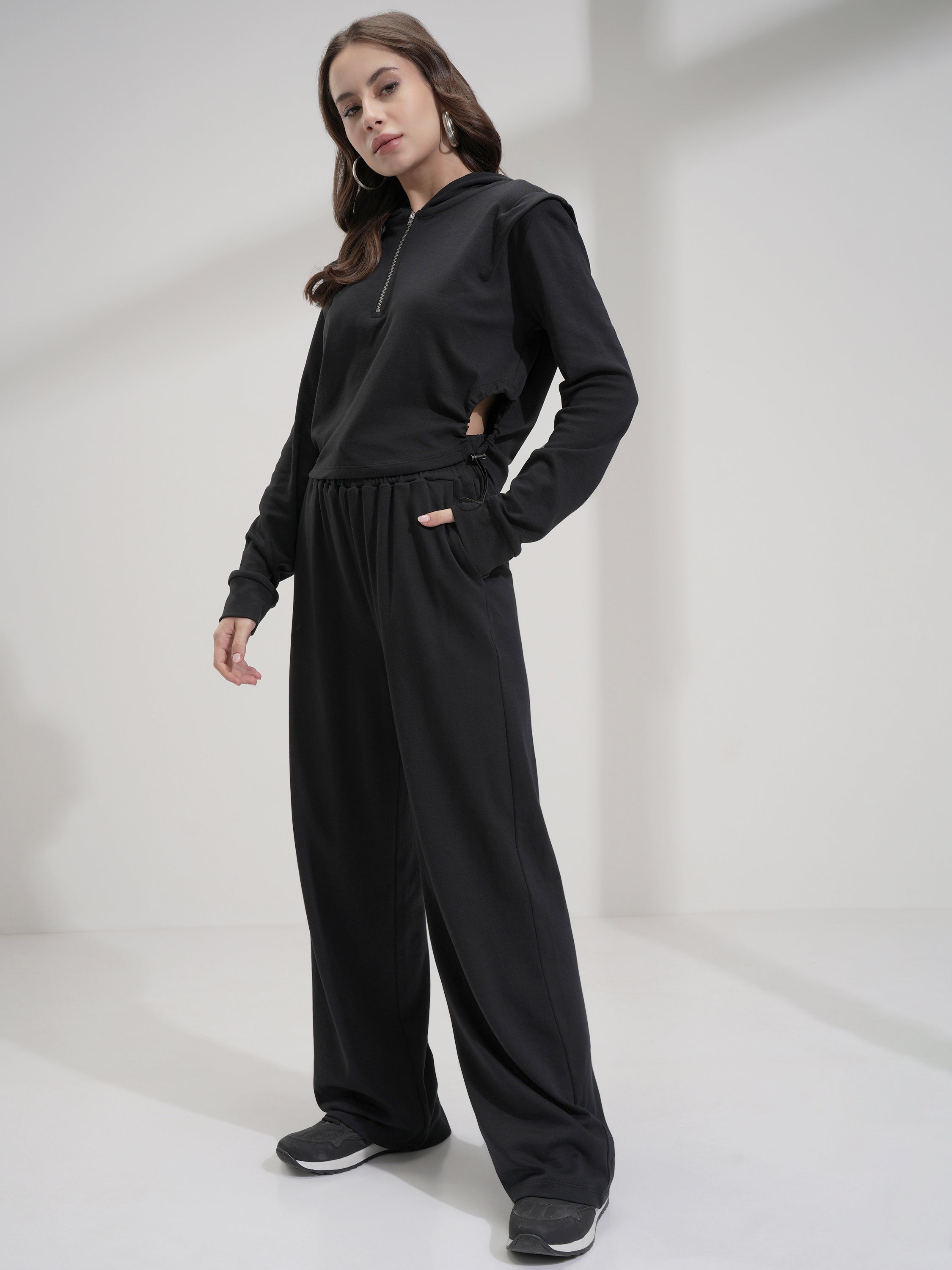 Tokyo Talkies Women Black Top With Trousers Co-Ords - Black - Image 2
