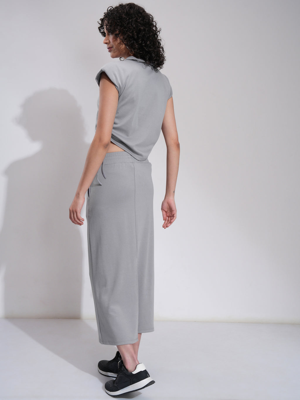 Tokyo Talkies Women Grey Top With Skirt - Grey - Image 3