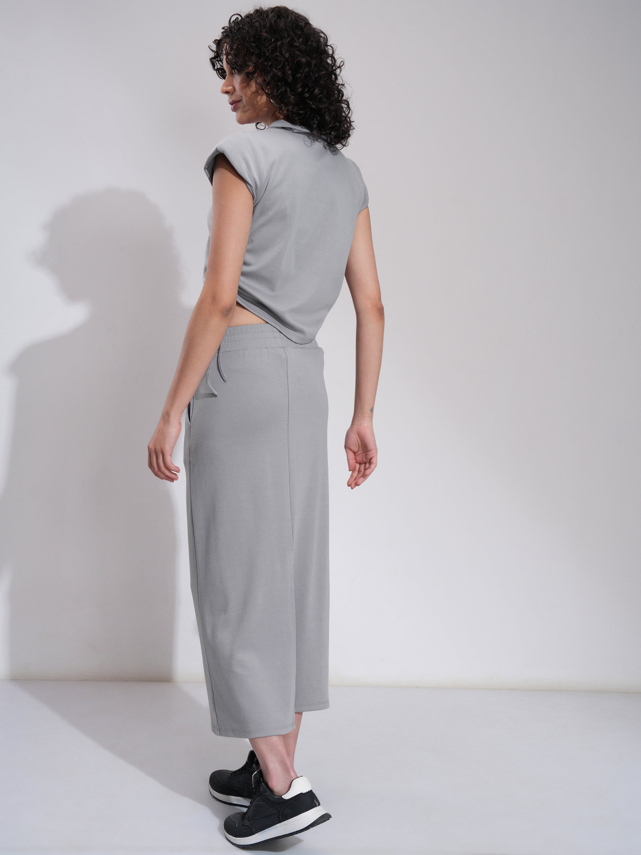 Tokyo Talkies Women Grey Top With Skirt - Grey - Image 3