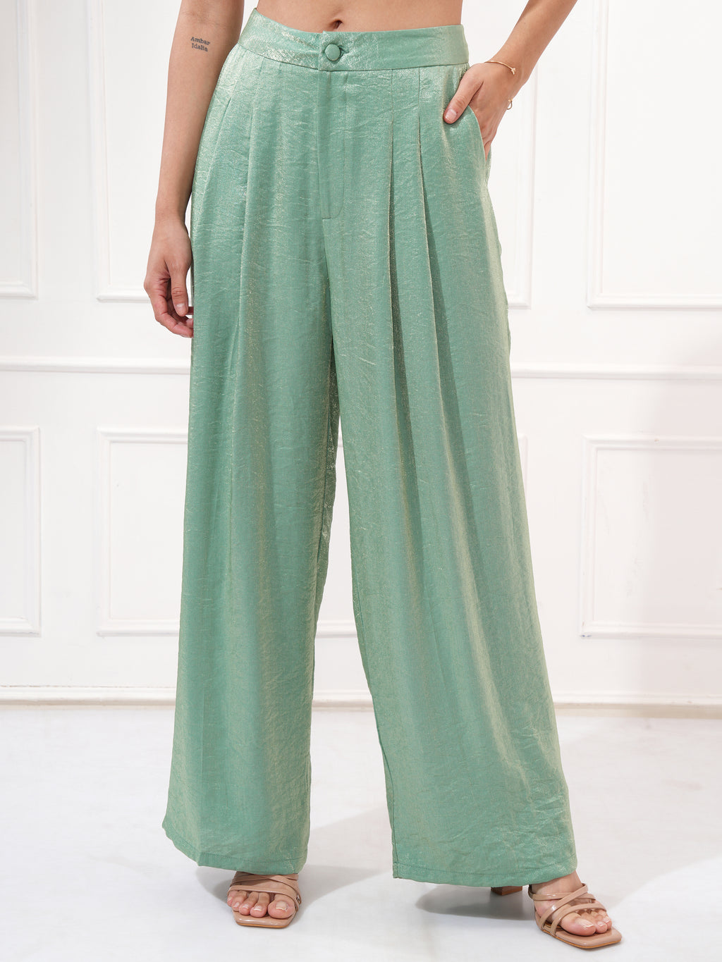 Tokyo Talkies Women Green Top With Trouser - Green - Image 7