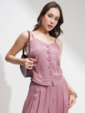 Tokyo Talkies Women Pink Top With Palazzos - Pink - Image 1