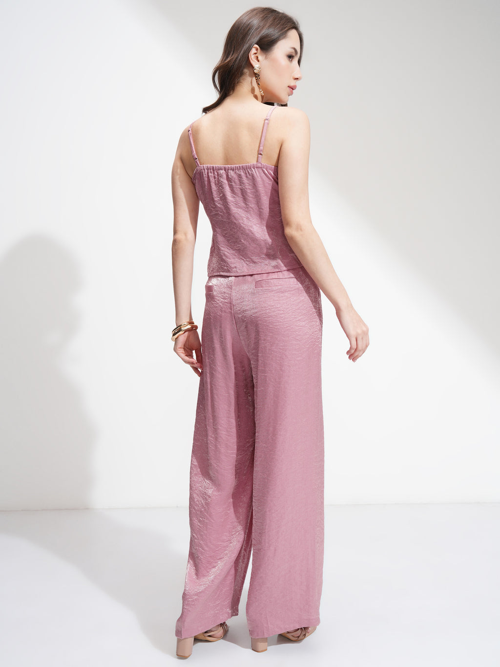 Tokyo Talkies Women Pink Top With Palazzos - Pink - Image 3