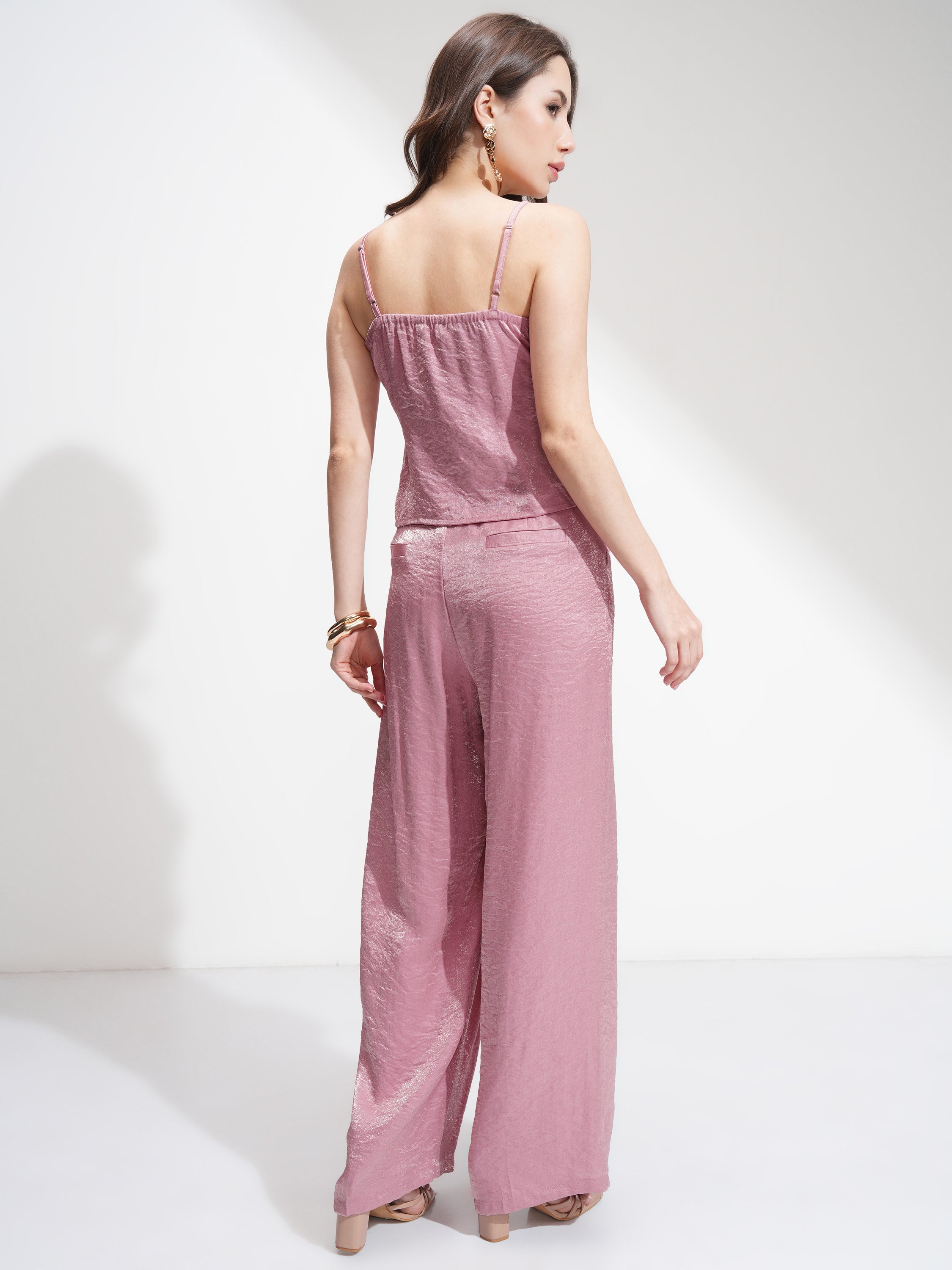 Tokyo Talkies Women Pink Top With Palazzos - Pink - Image 3