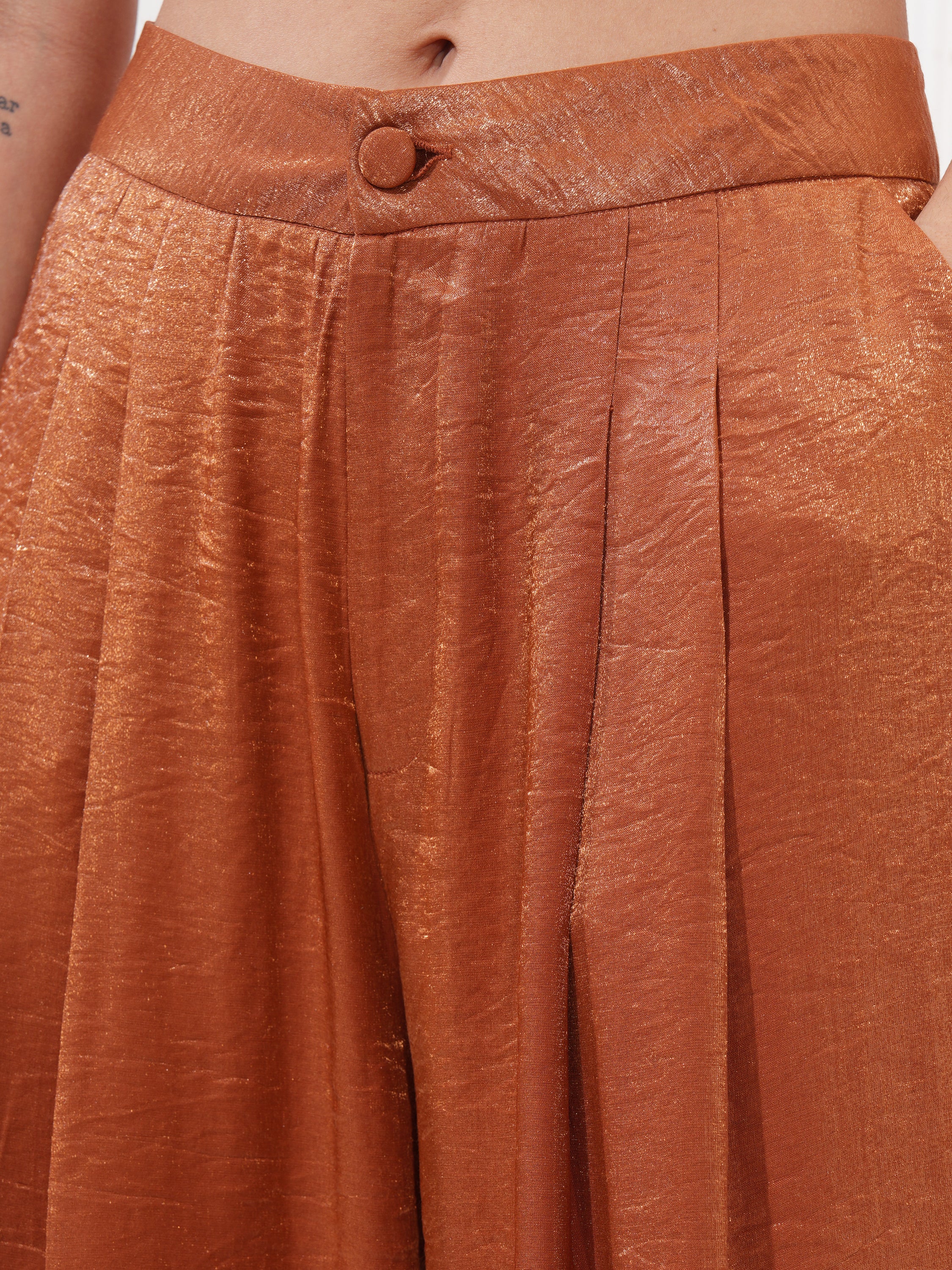 Tokyo Talkies Women Copper Top With Trouser - Copper - Image 8