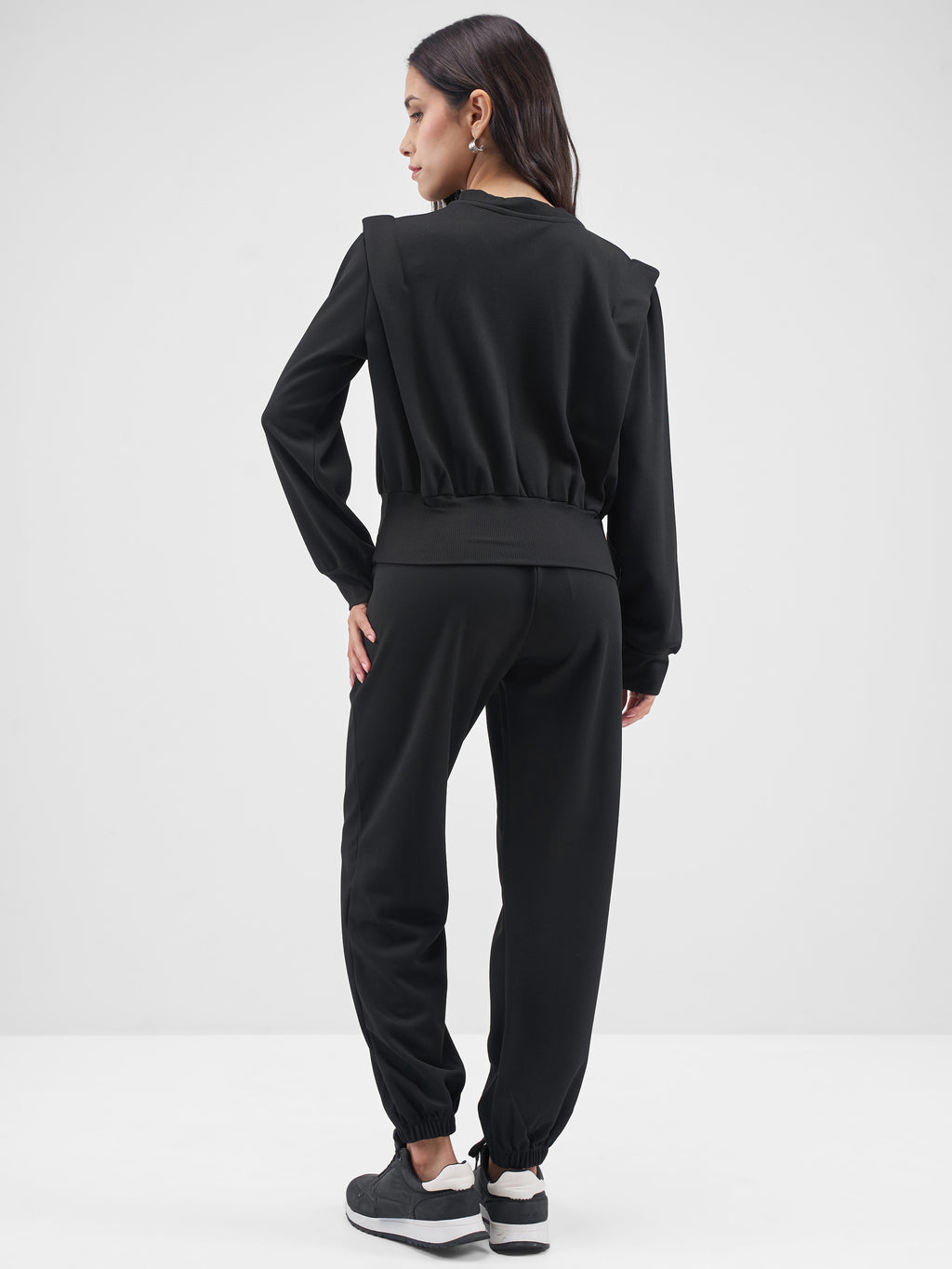 Street By Tokyo Talkies Women Black Top With Joggers Co-Ords - Black - Image 3