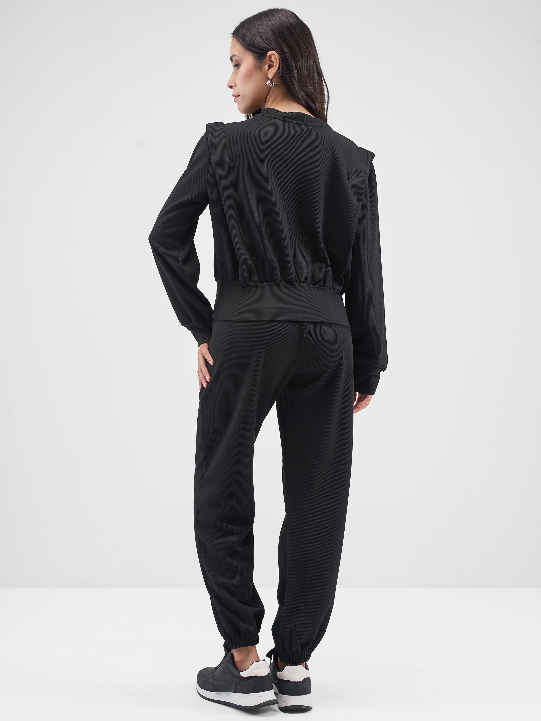 Street By Tokyo Talkies Women Black Top With Joggers Co-Ords - Black - Image 3