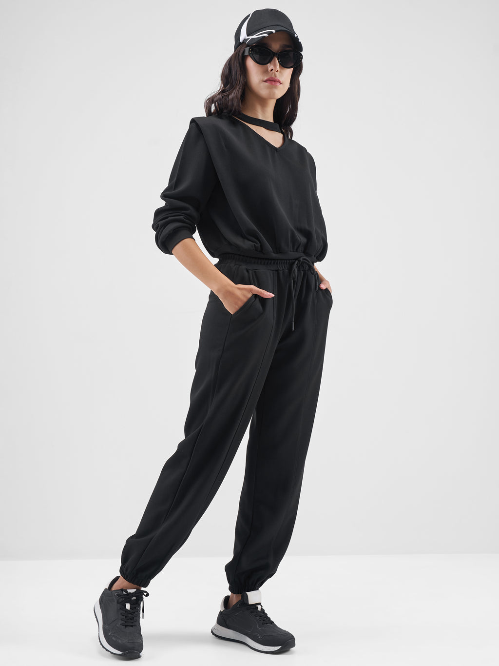 Street By Tokyo Talkies Women Black Top With Joggers Co-Ords - Black - Image 4