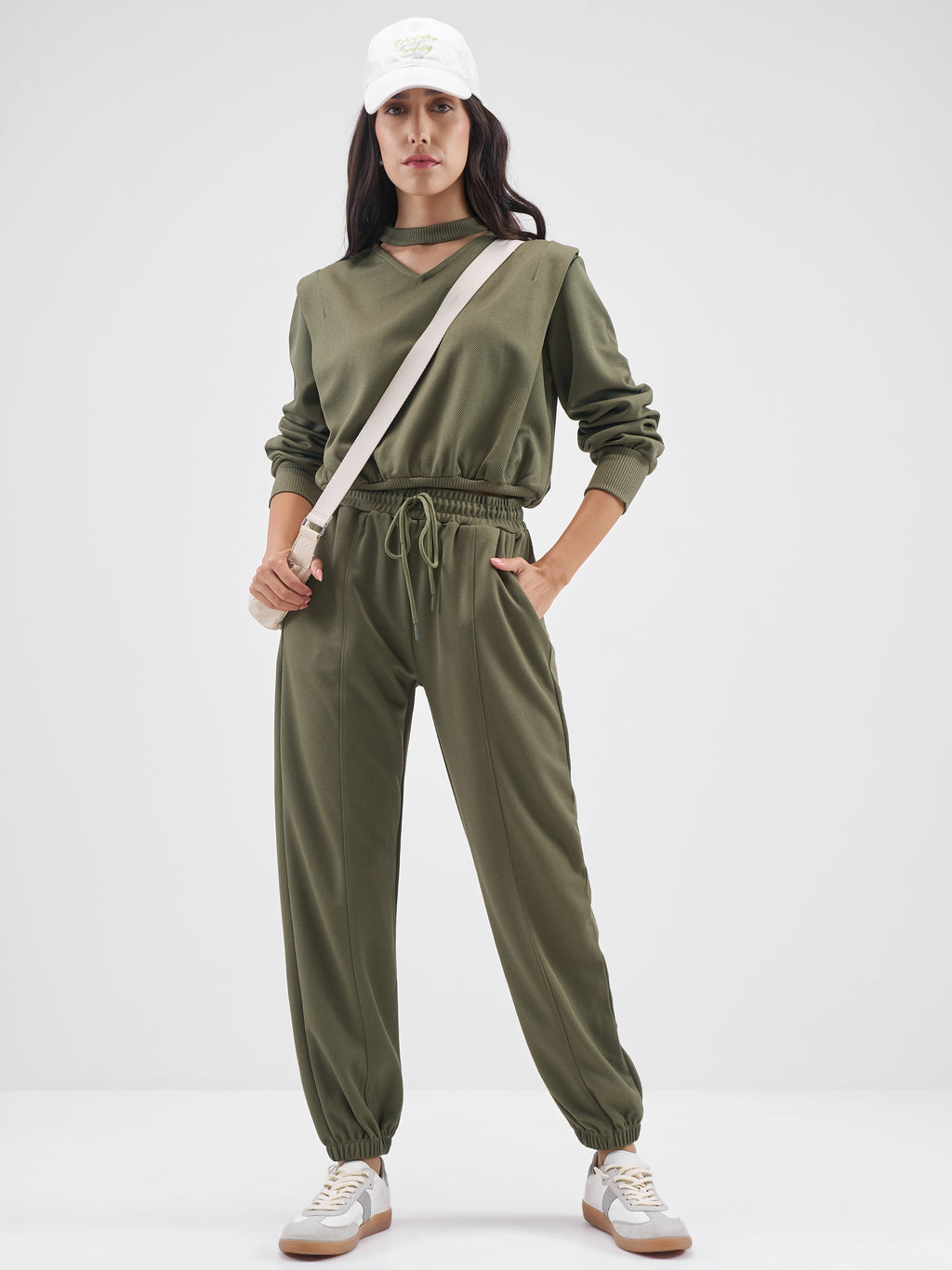 Street By Tokyo Talkies Women Olive Top With Joggers Co-Ords - Olive - Image 1