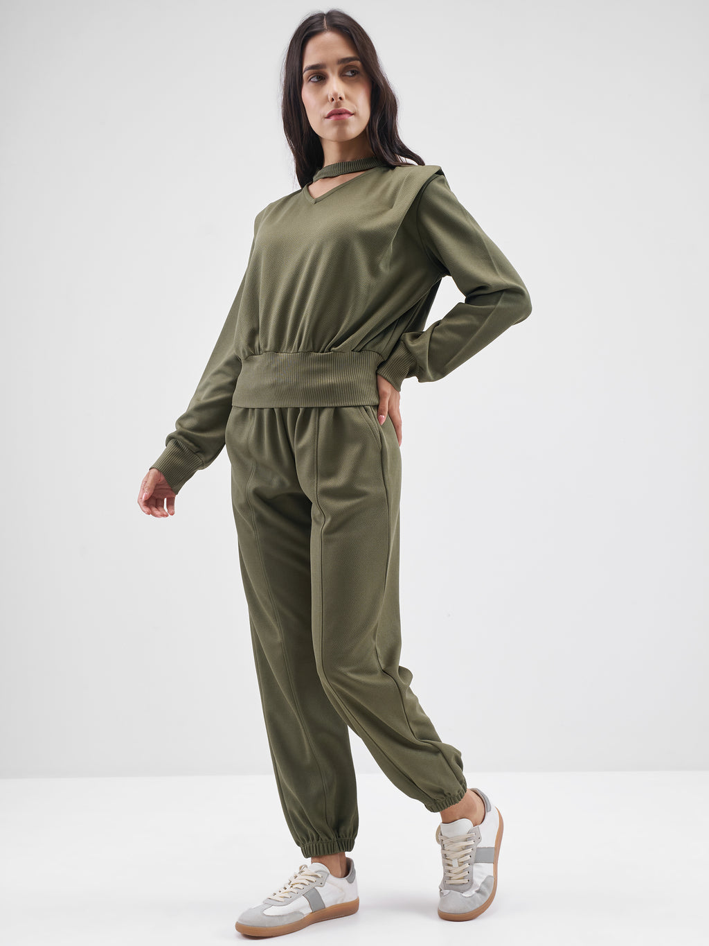 Street By Tokyo Talkies Women Olive Top With Joggers Co-Ords - Olive - Image 2