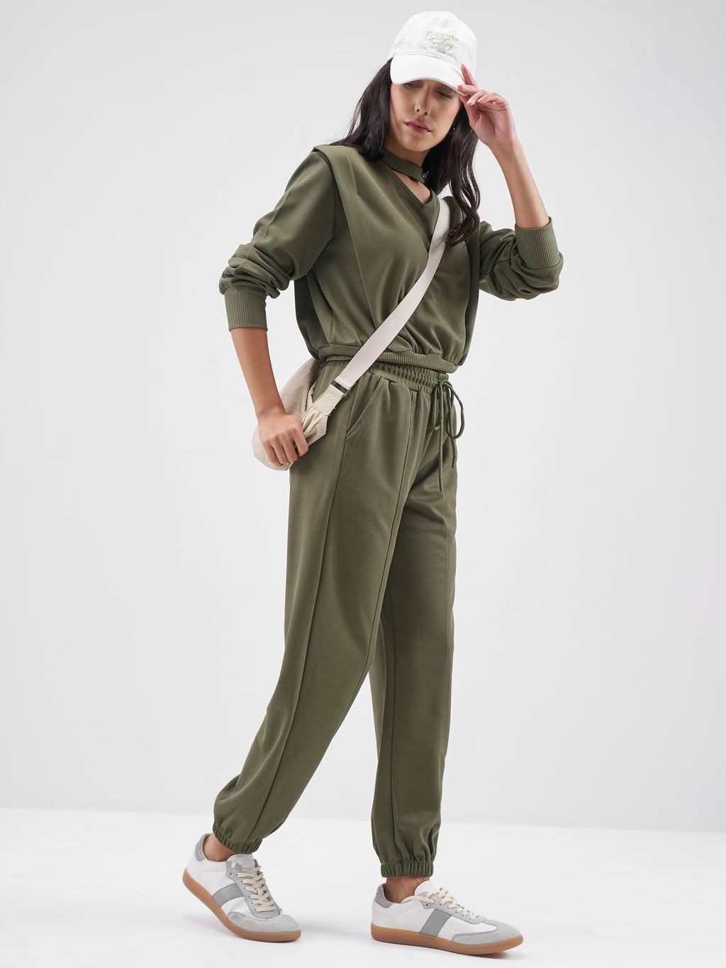 Street By Tokyo Talkies Women Olive Top With Joggers Co-Ords - Olive - Image 4