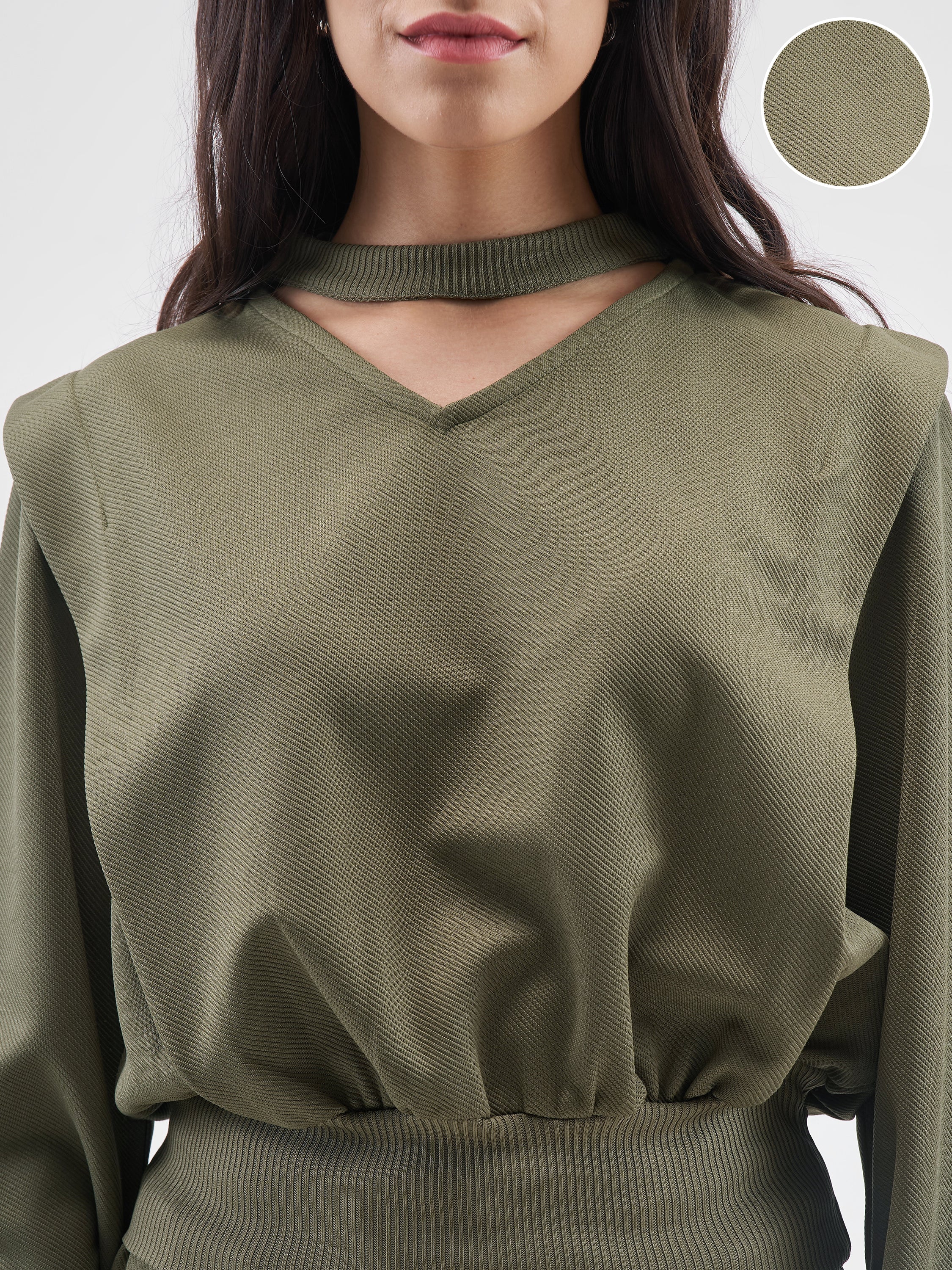 Street By Tokyo Talkies Women Olive Top With Joggers Co-Ords - Olive - Image 5