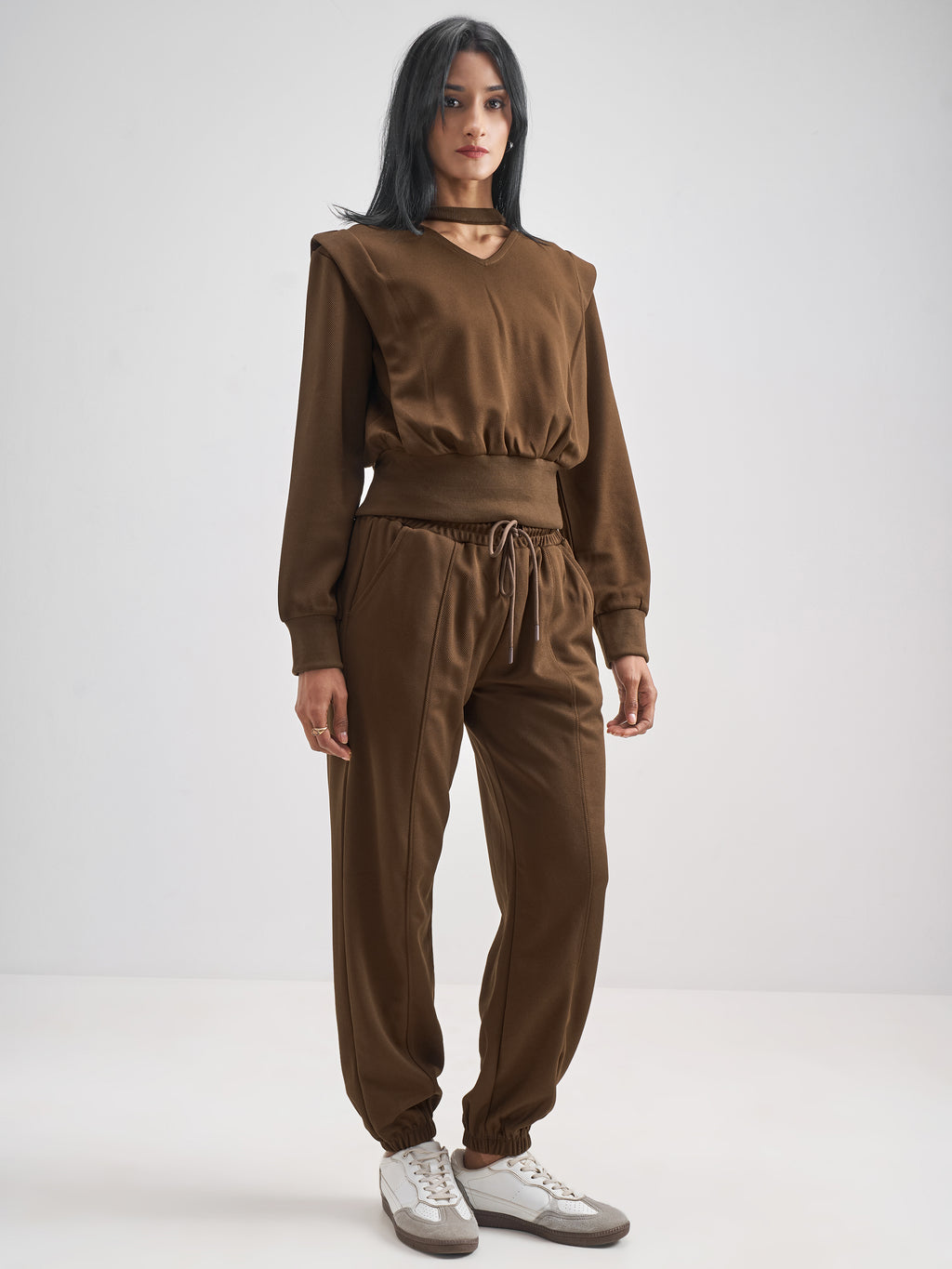 Street By Tokyo Talkies Women Brown Top With Jogger Co-Ords - Brown - Image 4