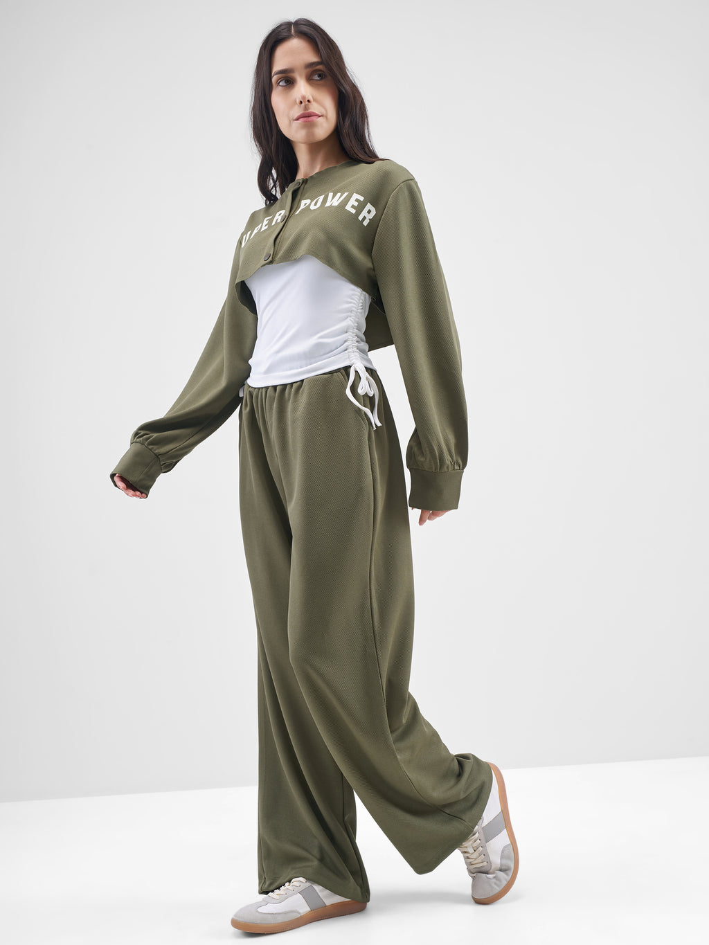 Street By Tokyo Talkies Women Olive Top With Trouser Co-Ords - Olive - Image 2