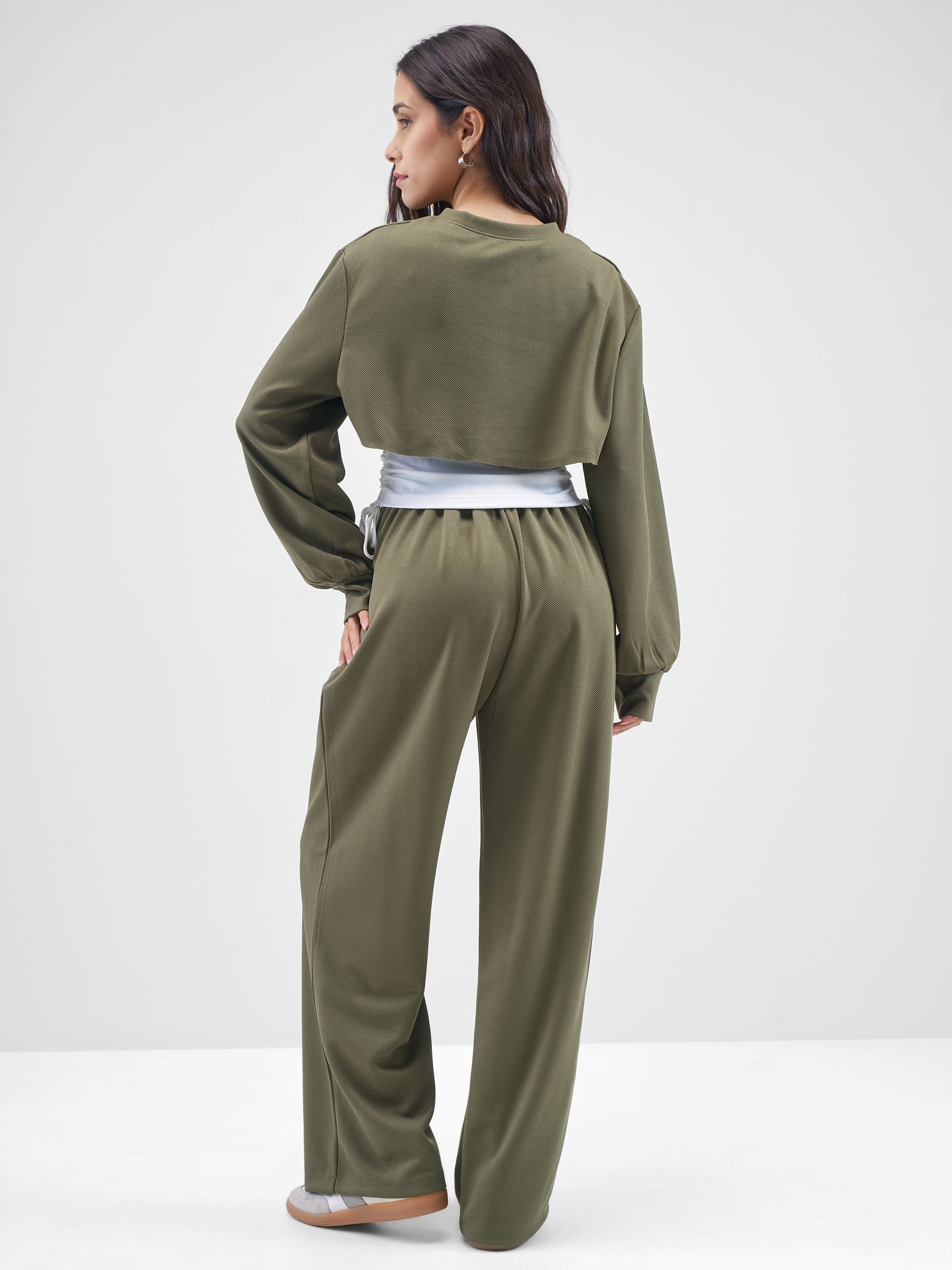 Street By Tokyo Talkies Women Olive Top With Trouser Co-Ords - Olive - Image 3