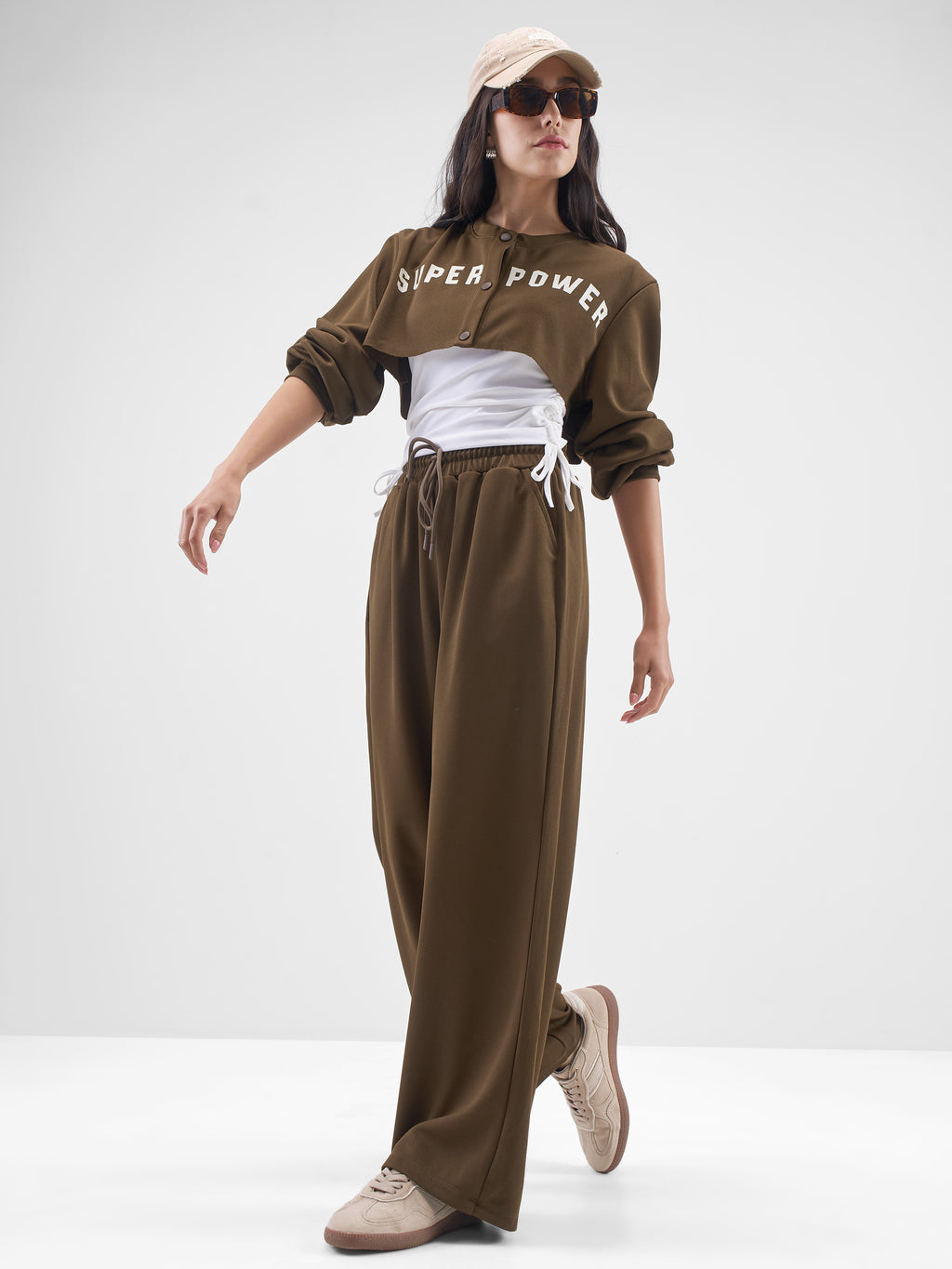 Street By Tokyo Talkies Women Brown Top With Trouser Co-Ords - Brown - Image 1