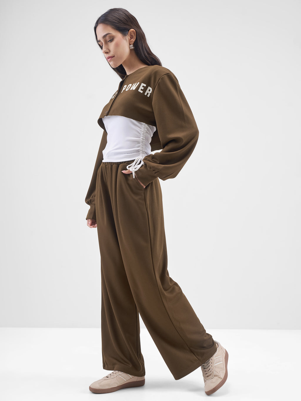 Street By Tokyo Talkies Women Brown Top With Trouser Co-Ords - Brown - Image 2