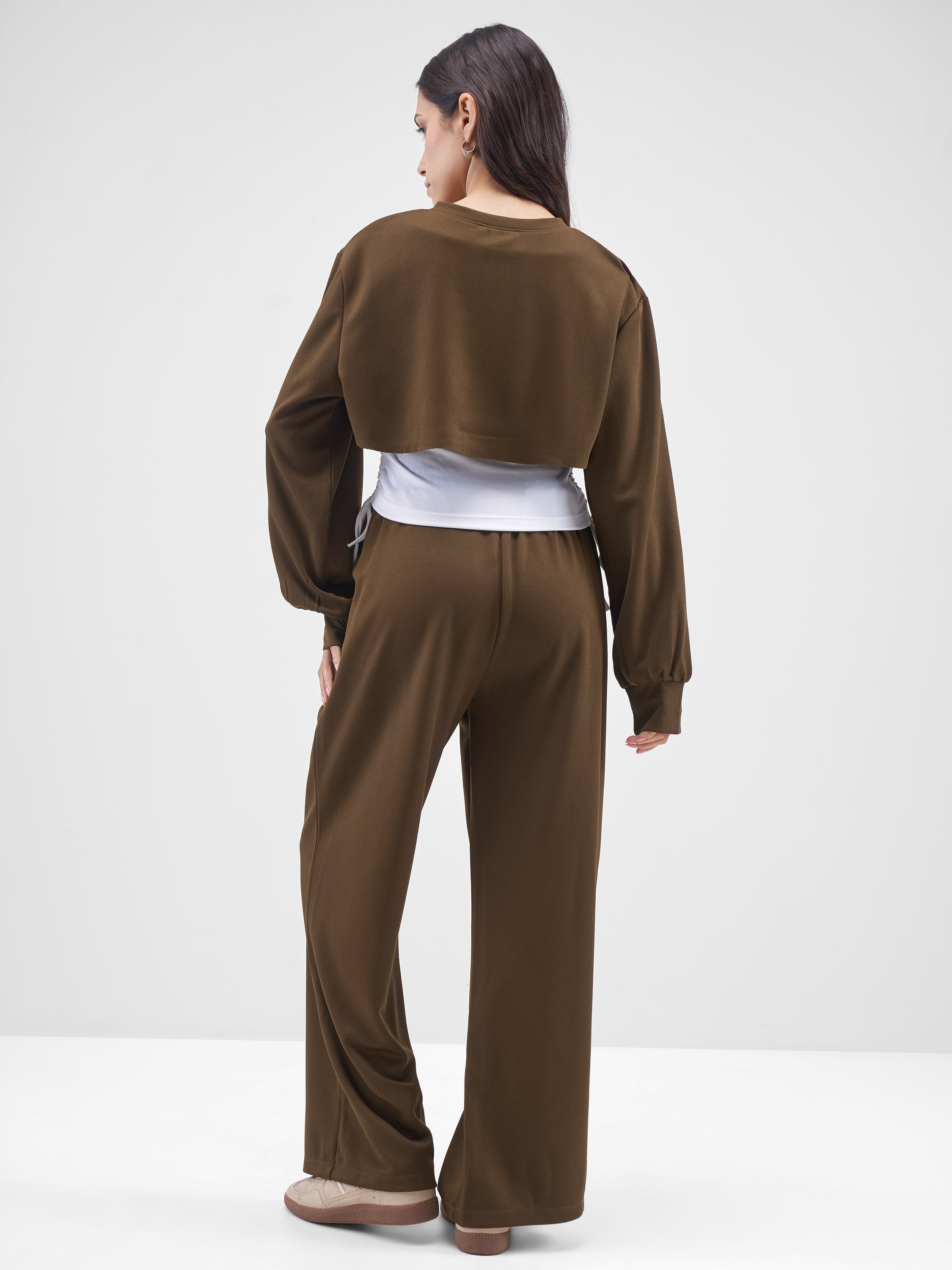 Street By Tokyo Talkies Women Brown Top With Trouser Co-Ords - Brown - Image 3