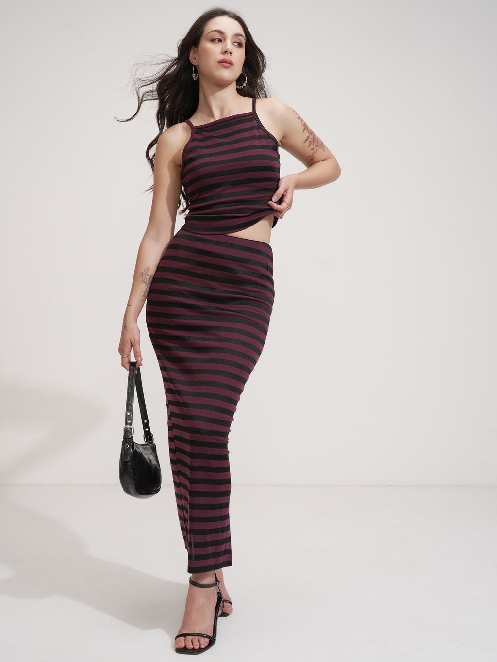 Tokyo Talkies Women Purple Top With Skirt - Purple - Image 2