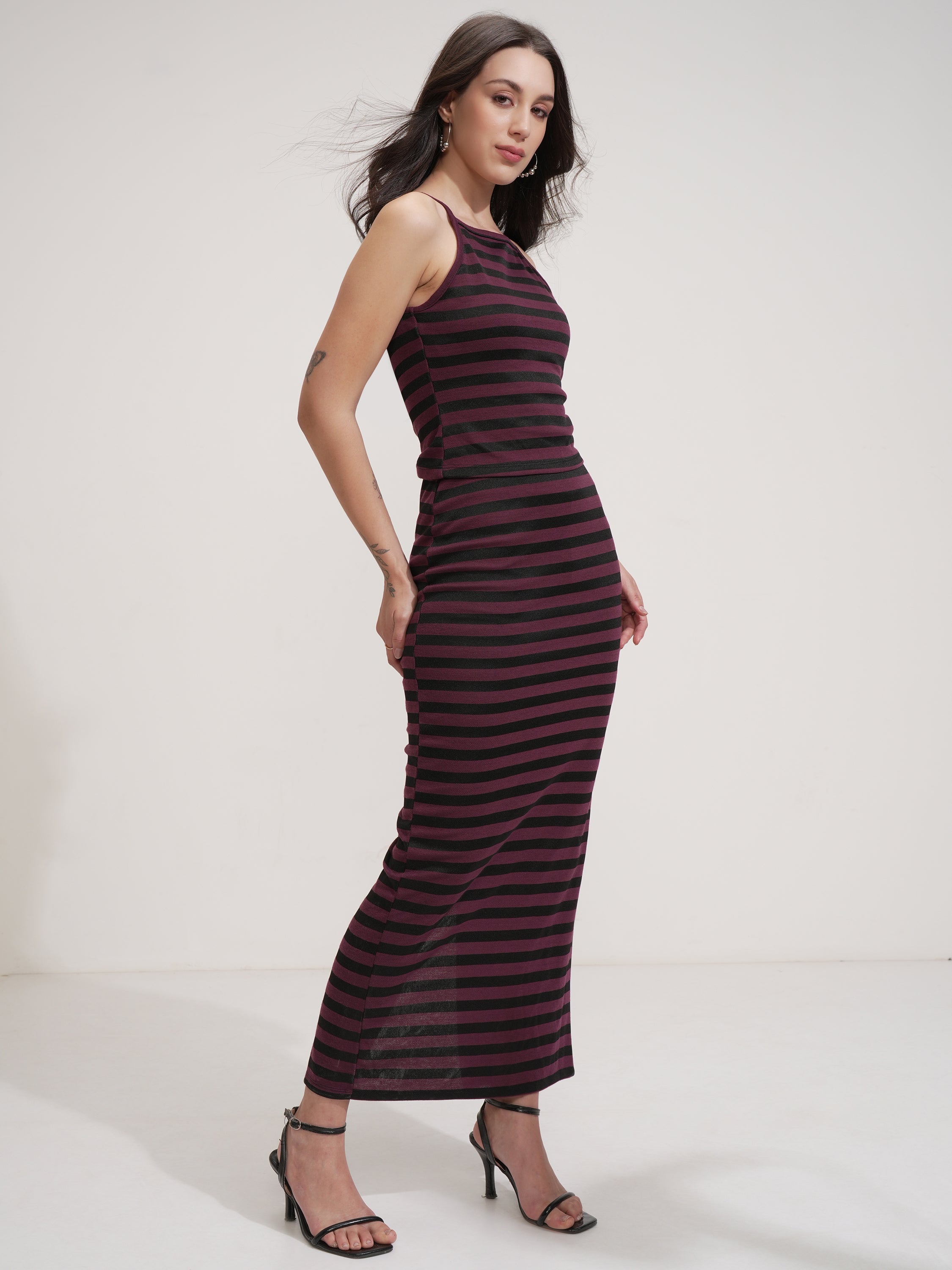 Tokyo Talkies Women Purple Top With Skirt - Purple - Image 6