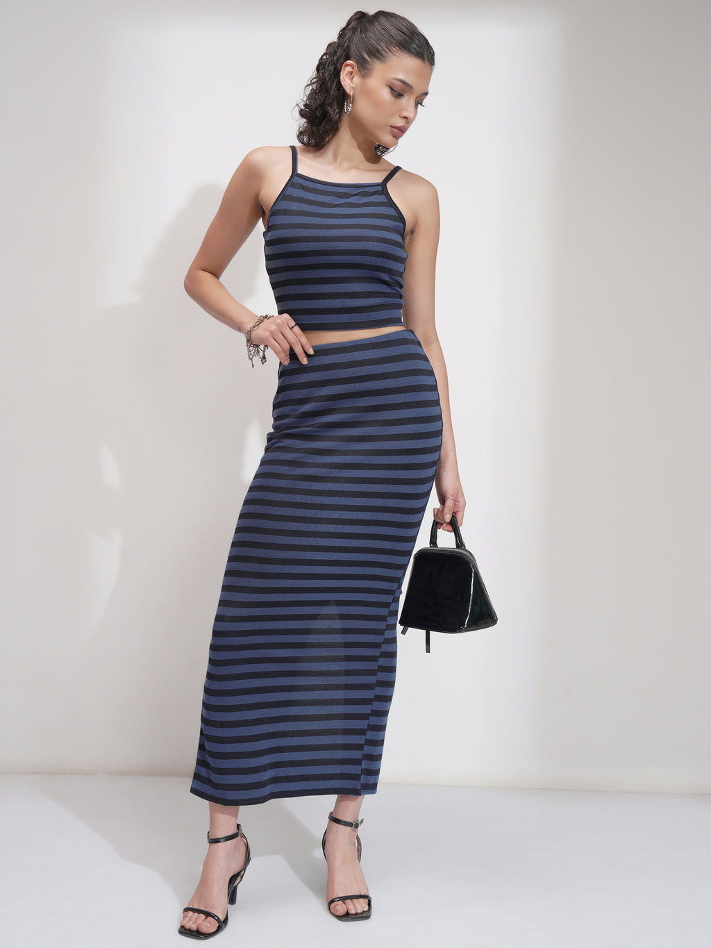 Tokyo Talkies Women Blue Top With Skirt Co-Ords - Blue - Image 2