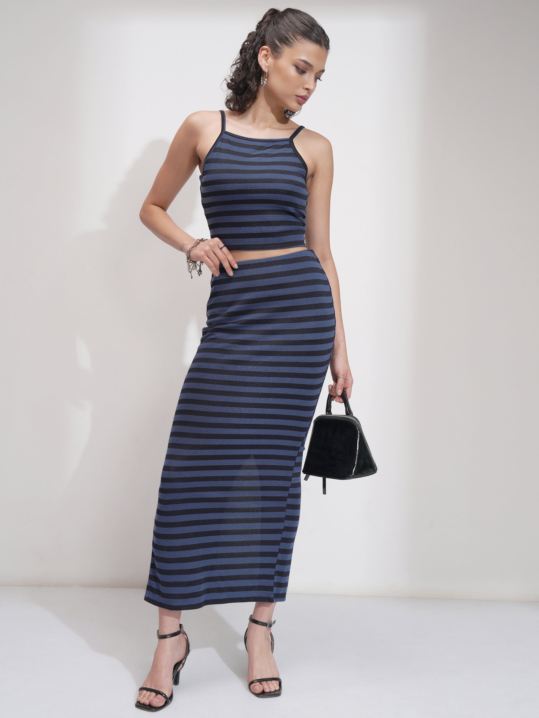 Tokyo Talkies Women Blue Top With Skirt Co-Ords - Blue - Image 2