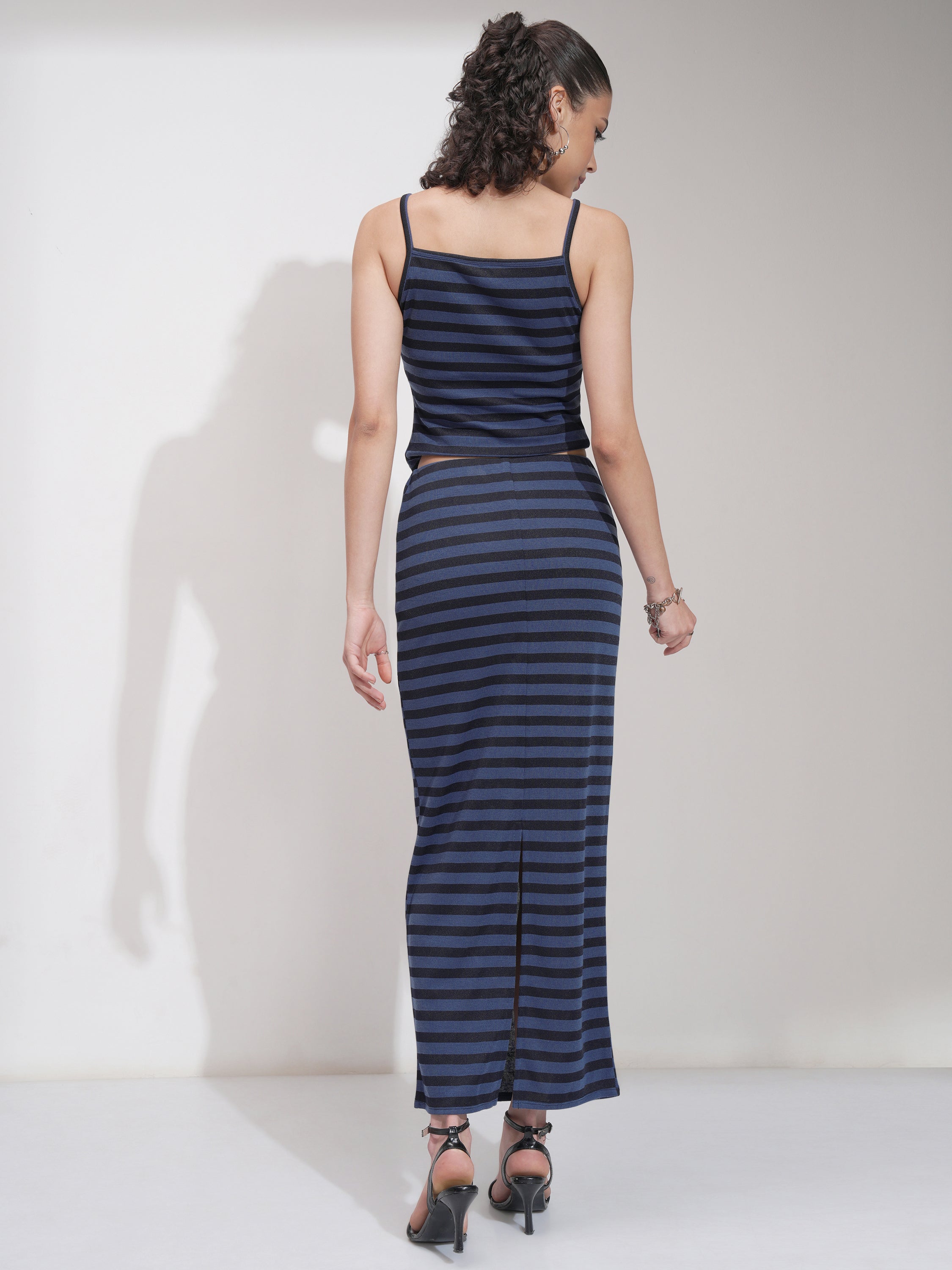 Tokyo Talkies Women Blue Top With Skirt Co-Ords - Blue - Image 3