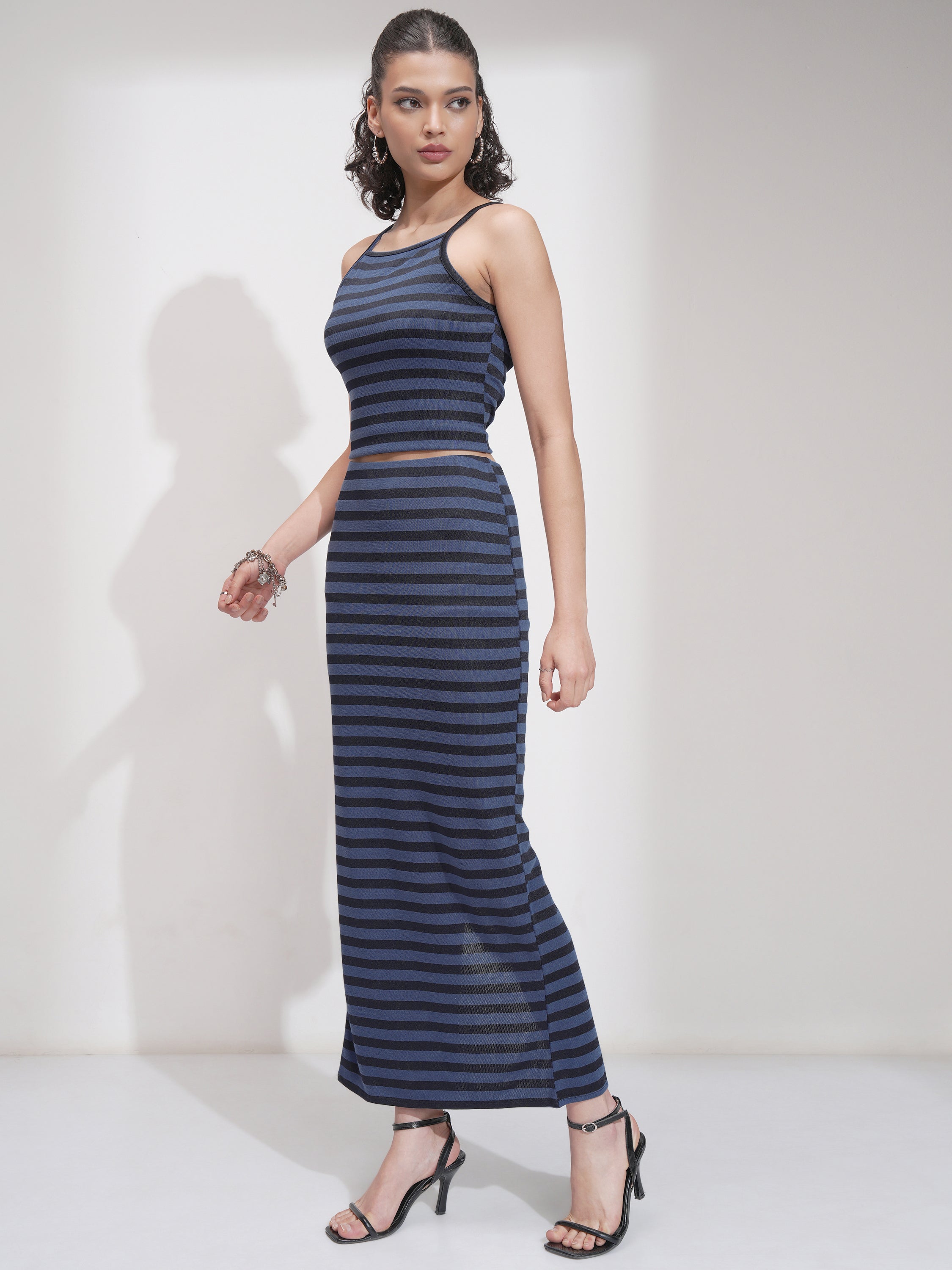 Tokyo Talkies Women Blue Top With Skirt Co-Ords - Blue - Image 4