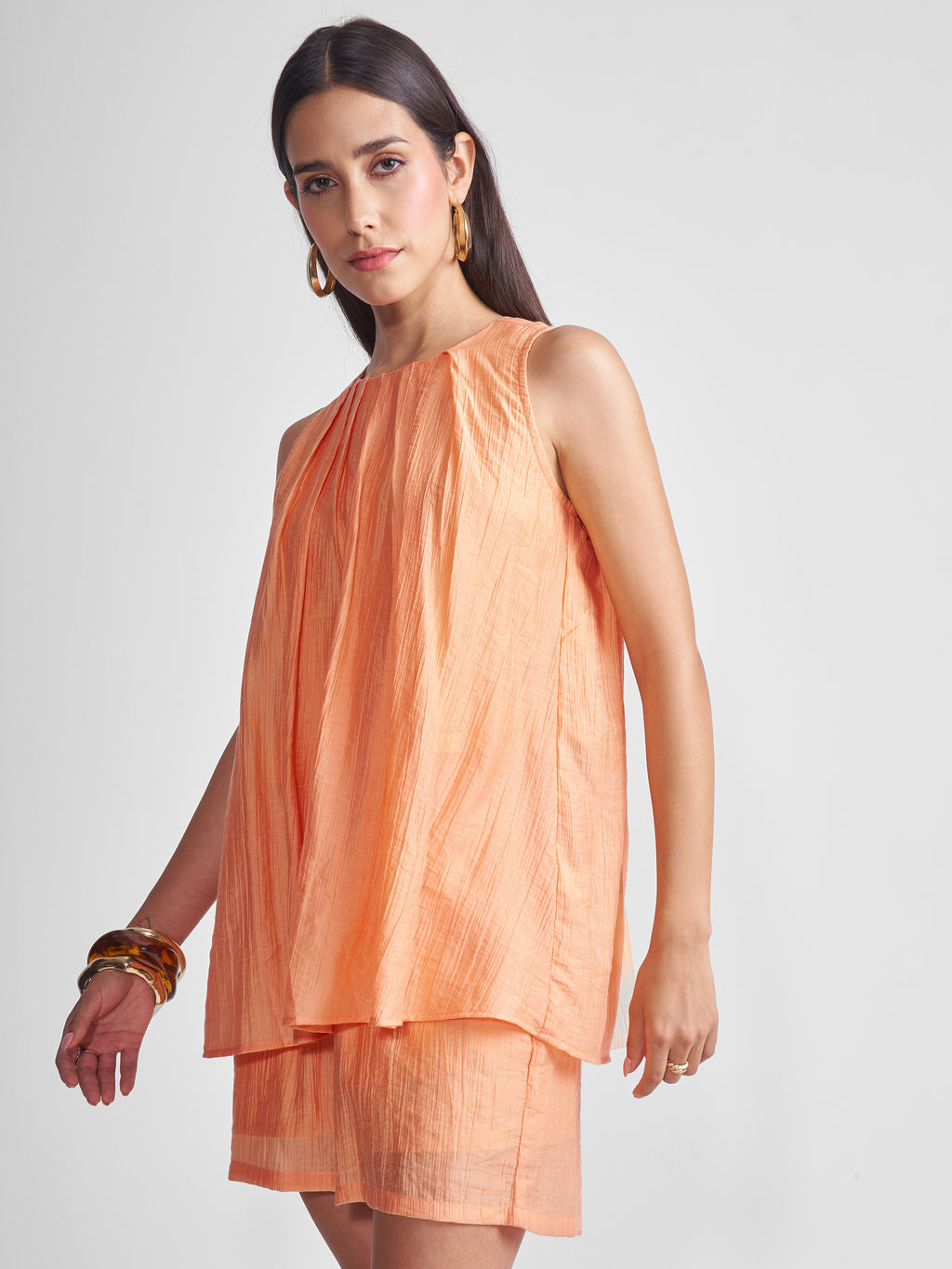 Tokyo Talkies Women Orange Top With Shorts Co-Ords - Orange - Image 4