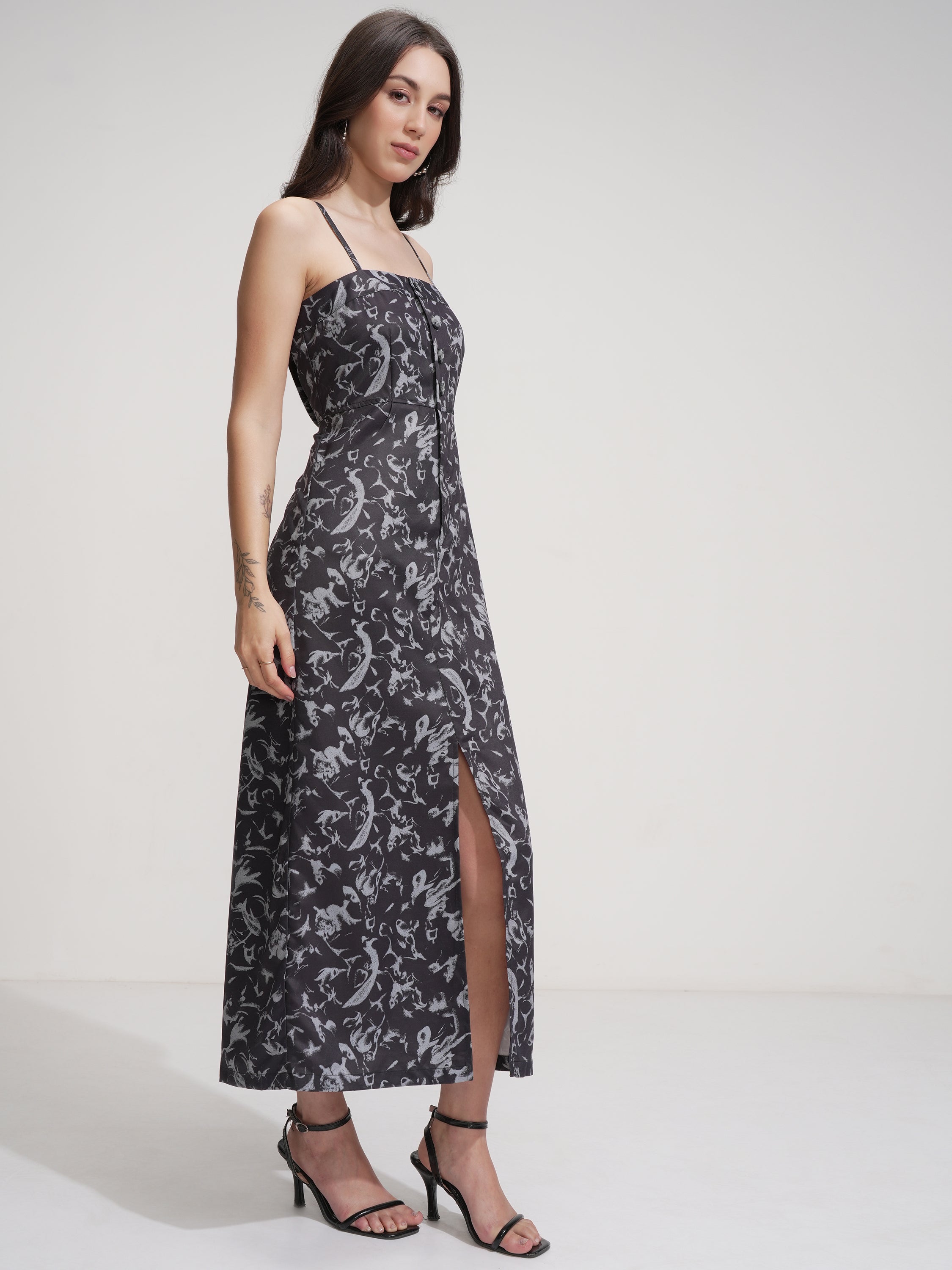 Tokyo Talkies Women Black Printed Bodycon Dress - Black - Image 6
