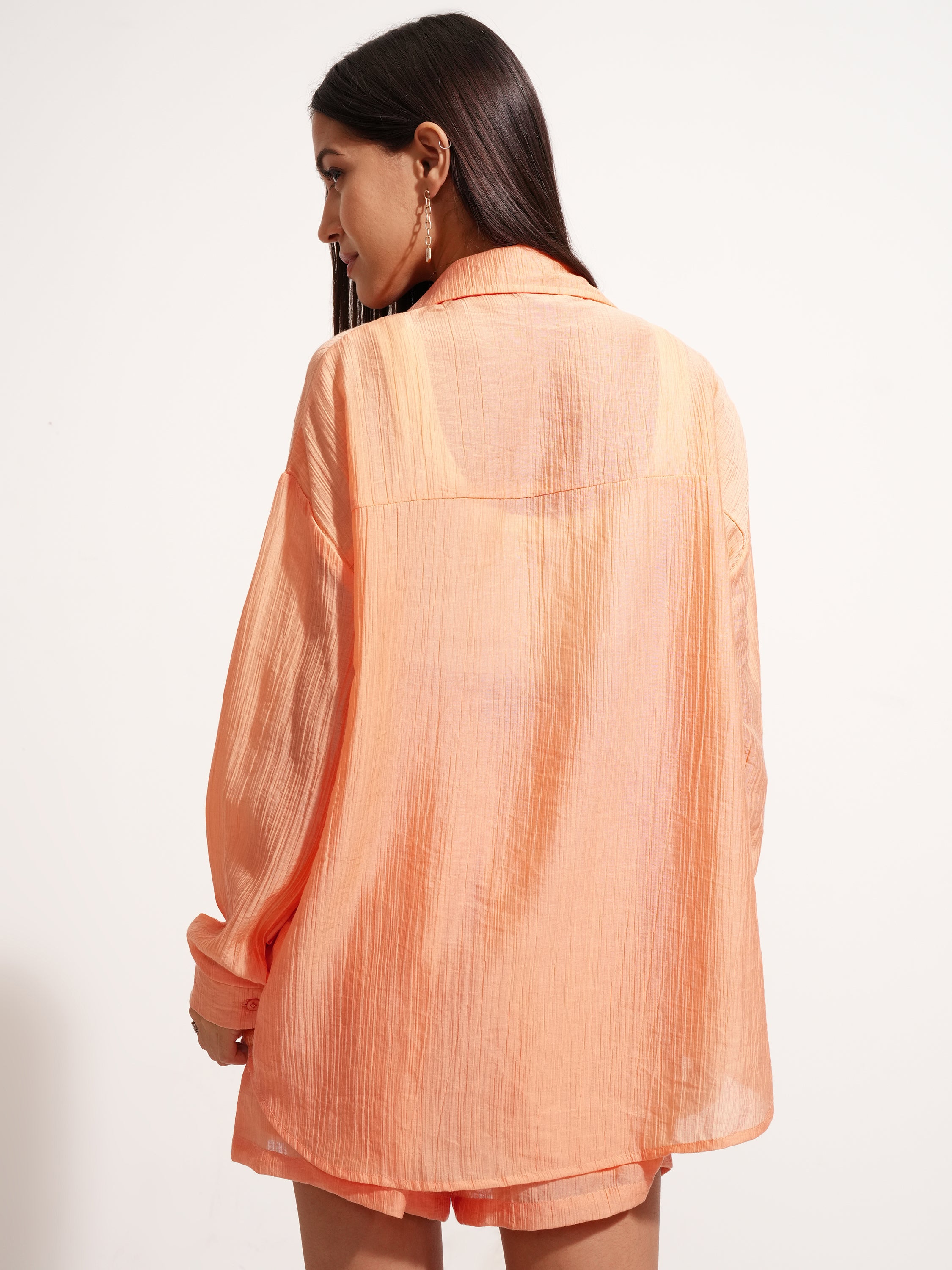 Tokyo Talkies Women Orange Shirt With Short - Orange - Image 3