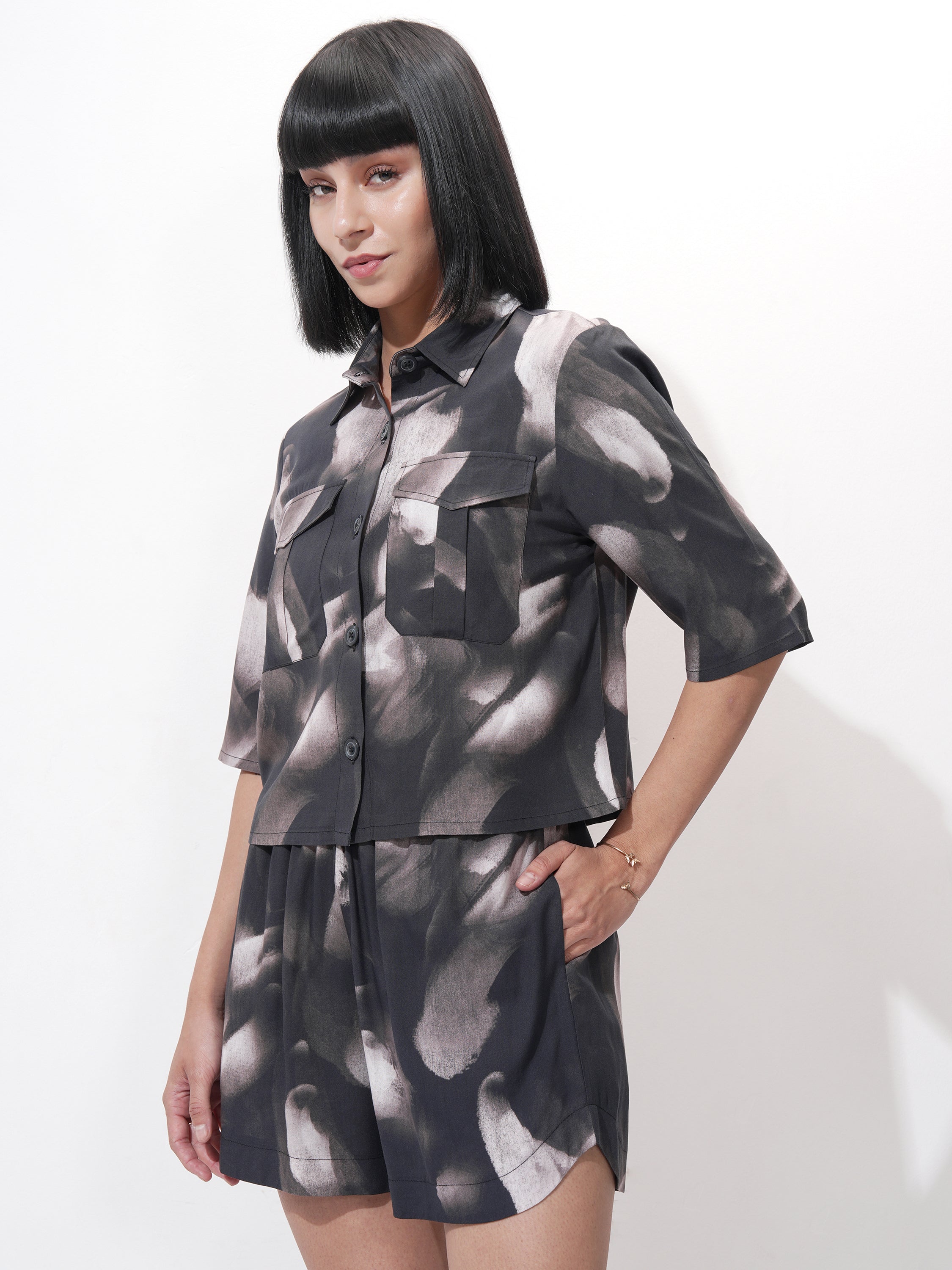 Tokyo Talkies Women Black Shirt With Short - Black - Image 4