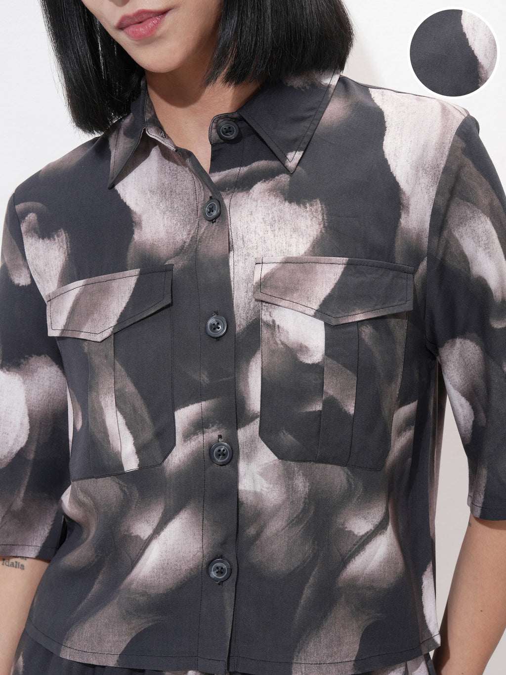 Tokyo Talkies Women Black Shirt With Short - Black - Image 5
