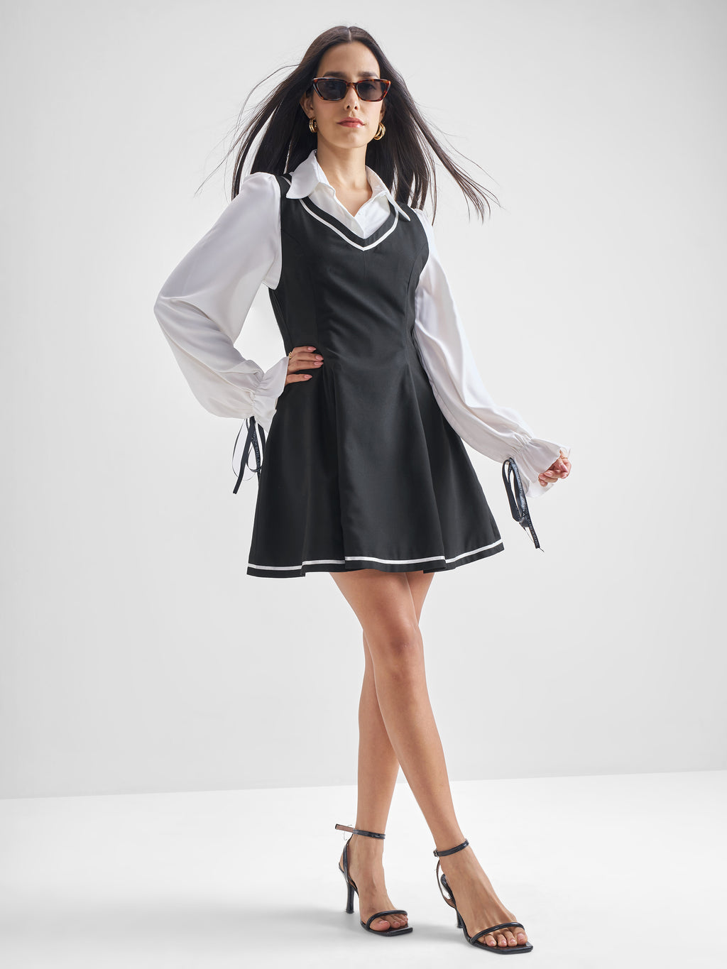 ESPYR By Tokyo Talkies Women Solid Shirt Dress - Black - Image 2
