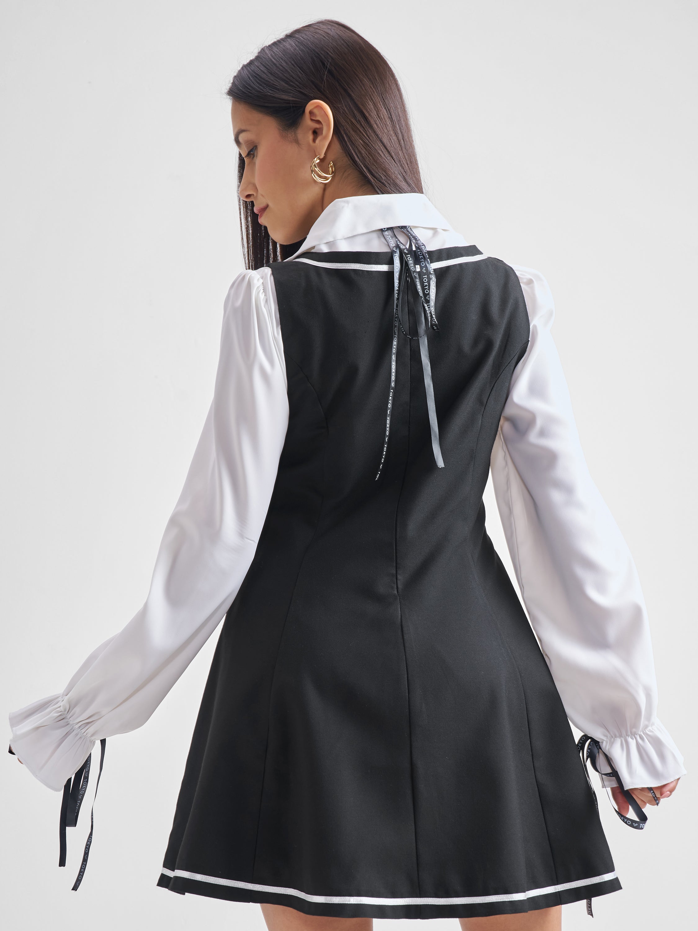 ESPYR By Tokyo Talkies Women Solid Shirt Dress - Black - Image 3