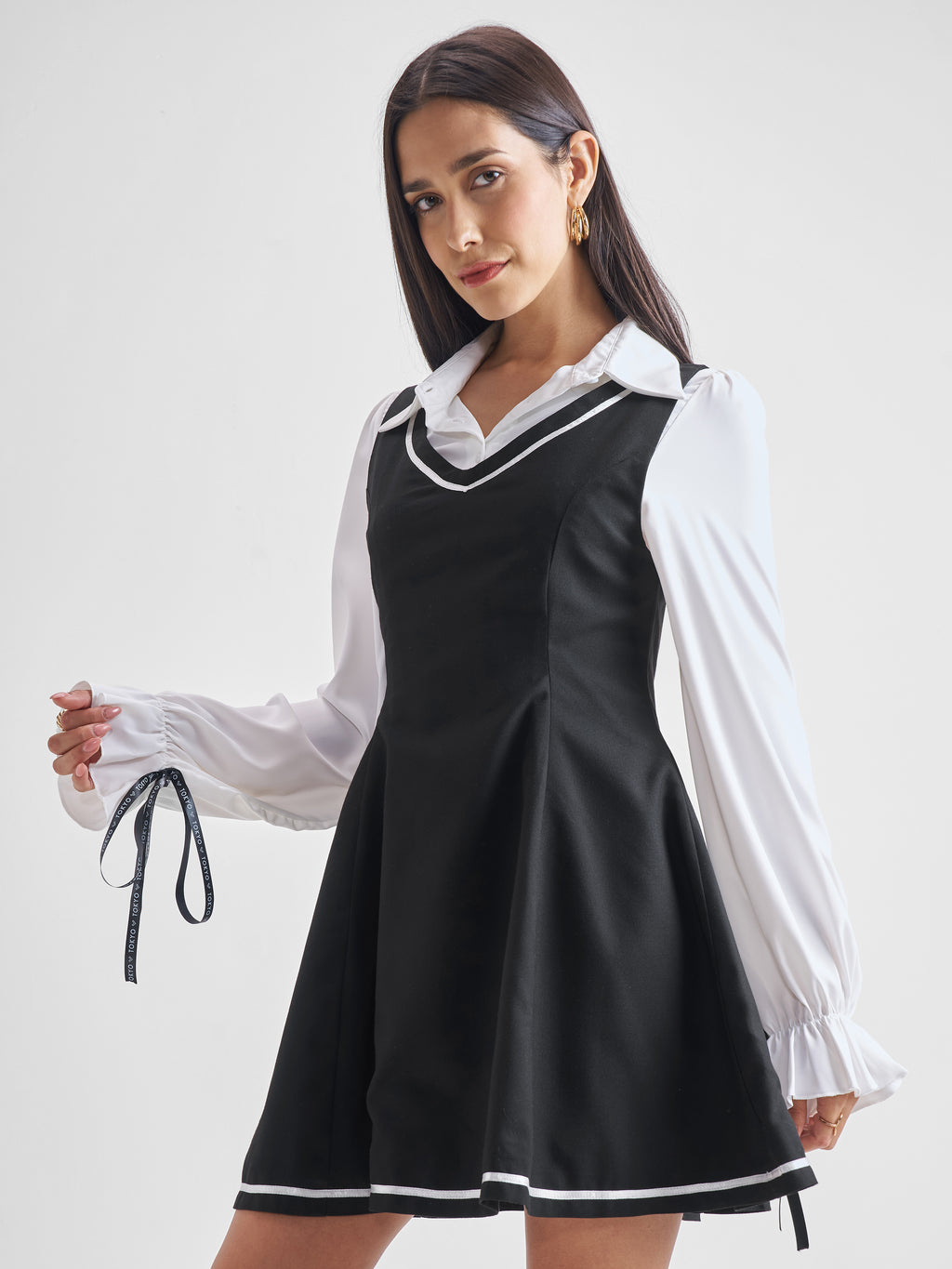 ESPYR By Tokyo Talkies Women Solid Shirt Dress - Black - Image 4