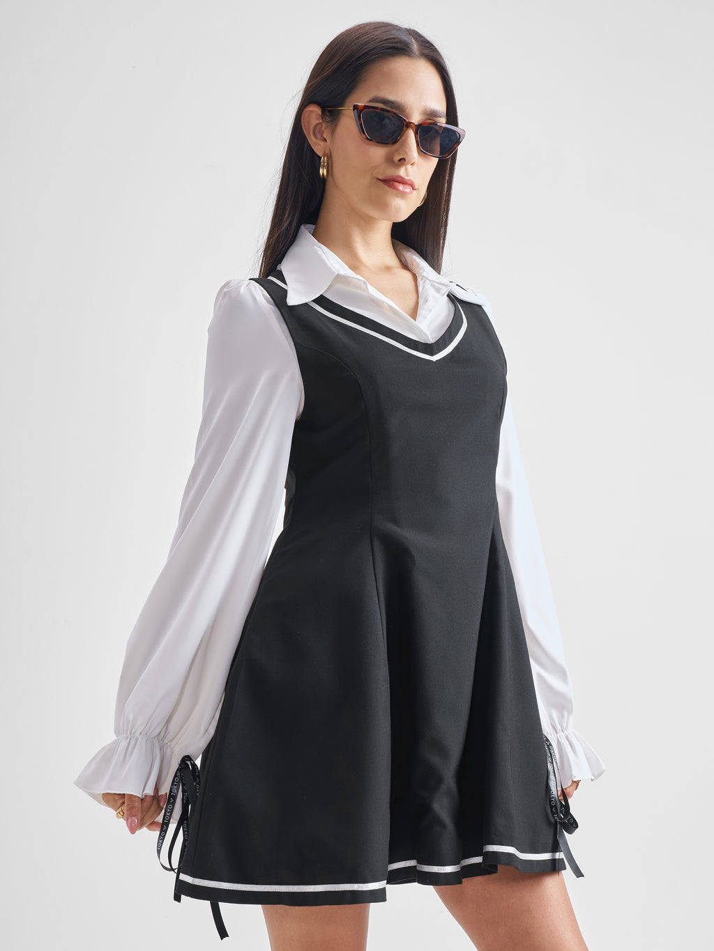 ESPYR By Tokyo Talkies Women Solid Shirt Dress - Black - Image 6