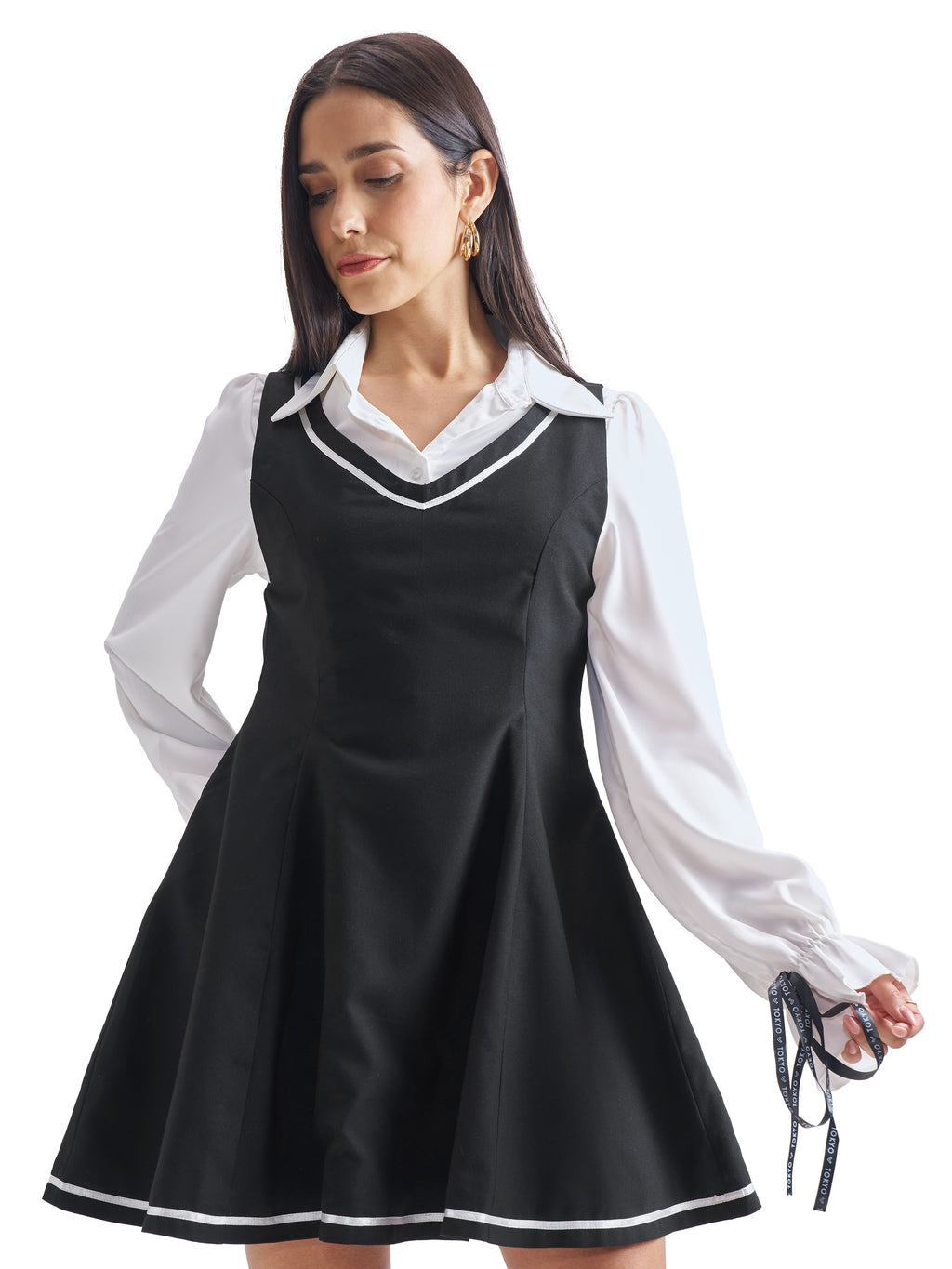 ESPYR By Tokyo Talkies Women Solid Shirt Dress - Black - Image 7