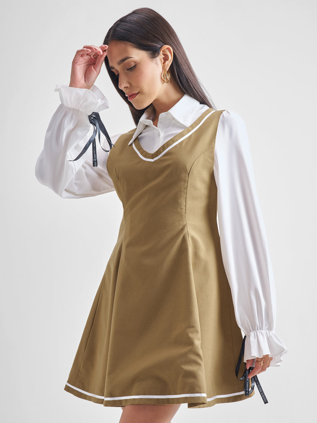 ESPYR By Tokyo Talkies Women Solid Shirt Dress - Brown - Image 4