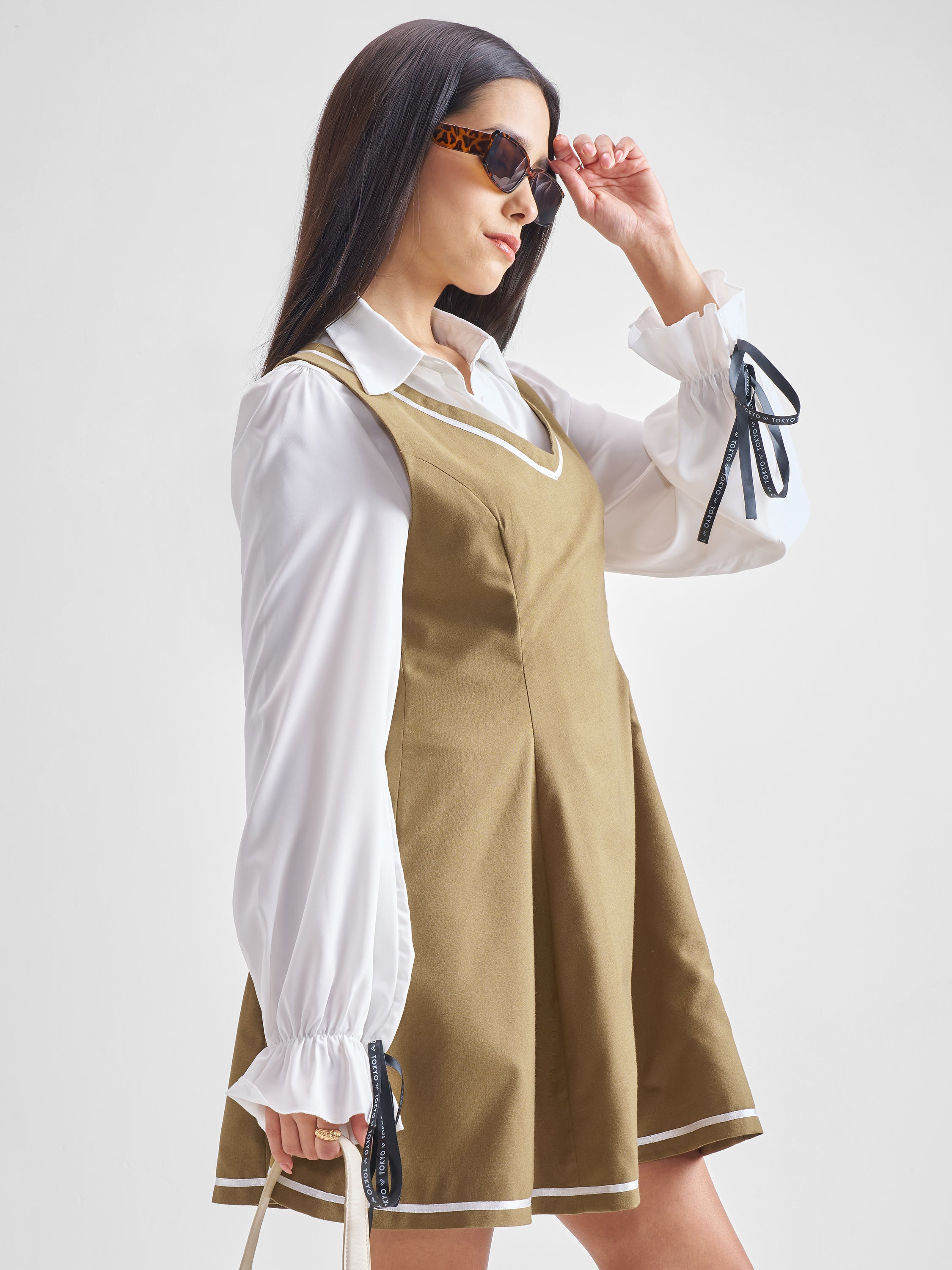 ESPYR By Tokyo Talkies Women Solid Shirt Dress - Brown - Image 6