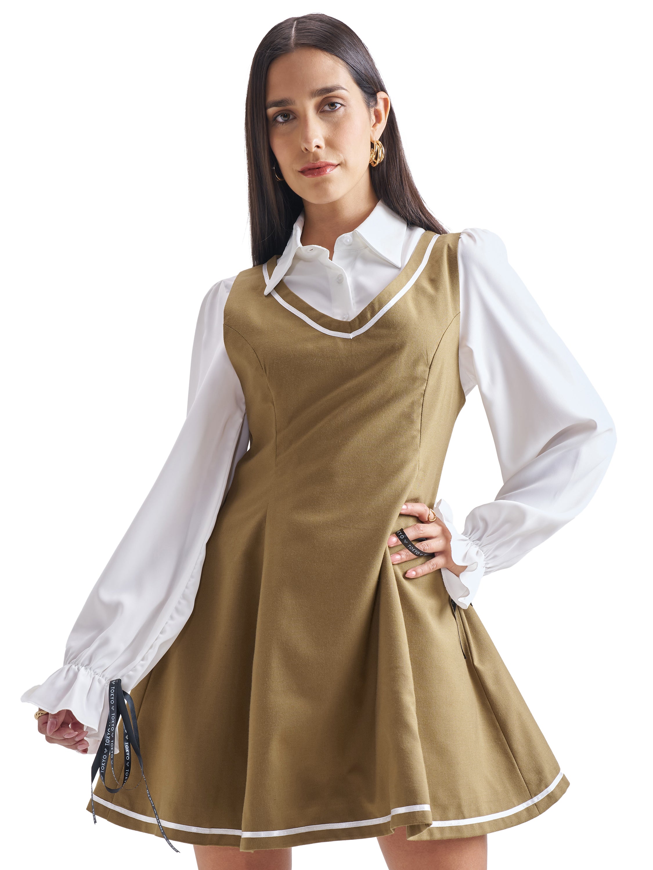 ESPYR By Tokyo Talkies Women Solid Shirt Dress - Brown - Image 7