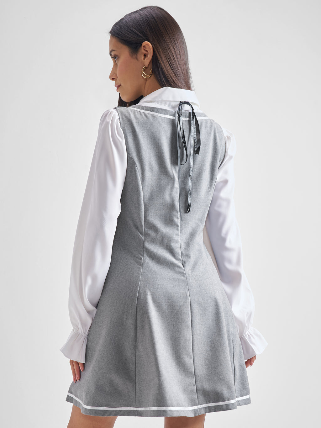 ESPYR By Tokyo Talkies Women Solid Shirt Dress - Grey - Image 3
