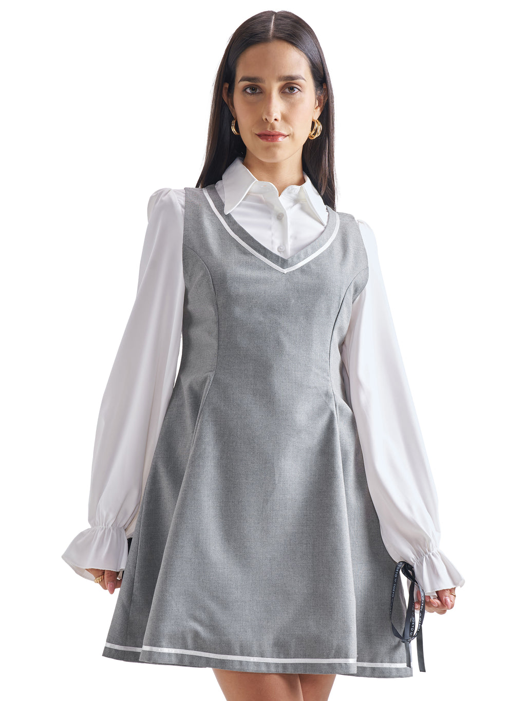 ESPYR By Tokyo Talkies Women Solid Shirt Dress - Grey - Image 7