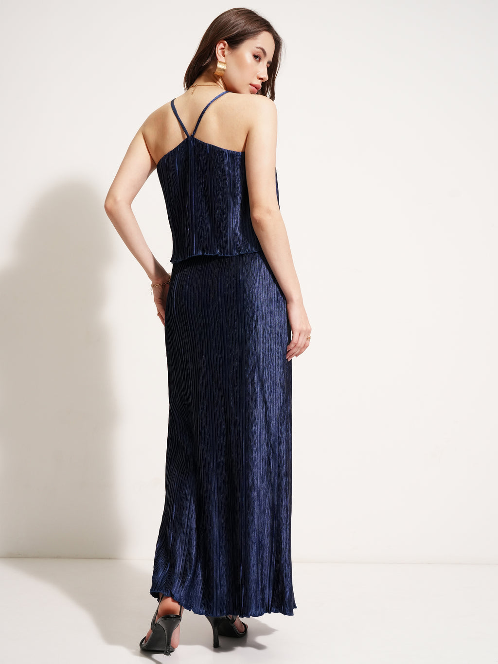 Tokyo Talkies Women Navy Blue Top With Skirt - Navy Blue - Image 3