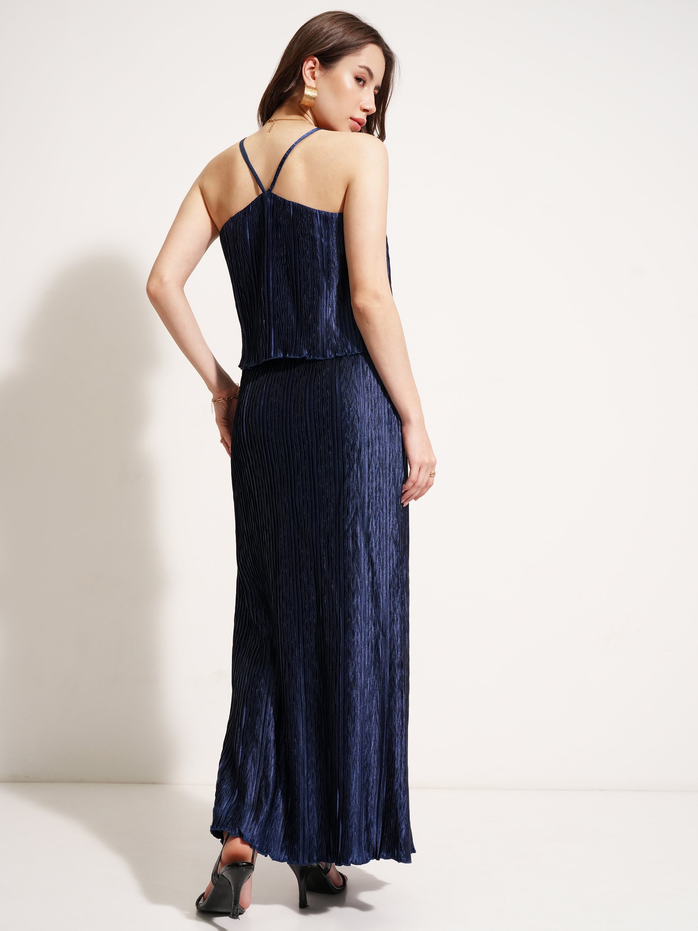 Tokyo Talkies Women Navy Blue Top With Skirt - Navy Blue - Image 3