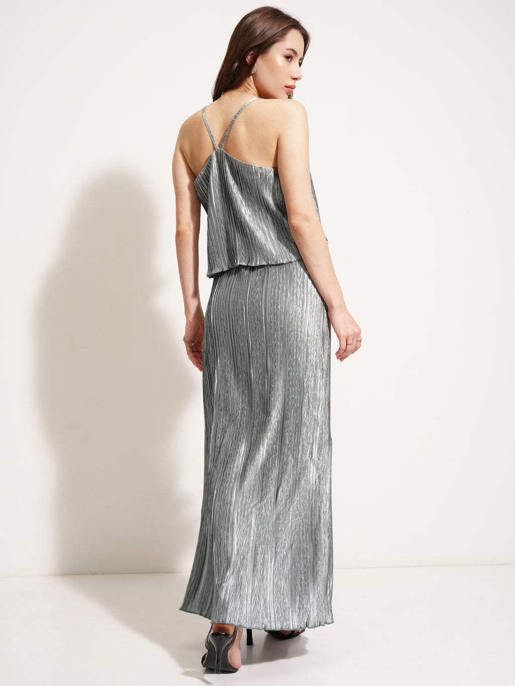 Tokyo Talkies Women Grey Top With Skirt - Grey - Image 3
