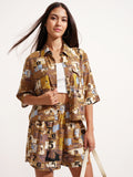Tokyo Talkies Women Brown Shirt With Short - Brown - Image 1