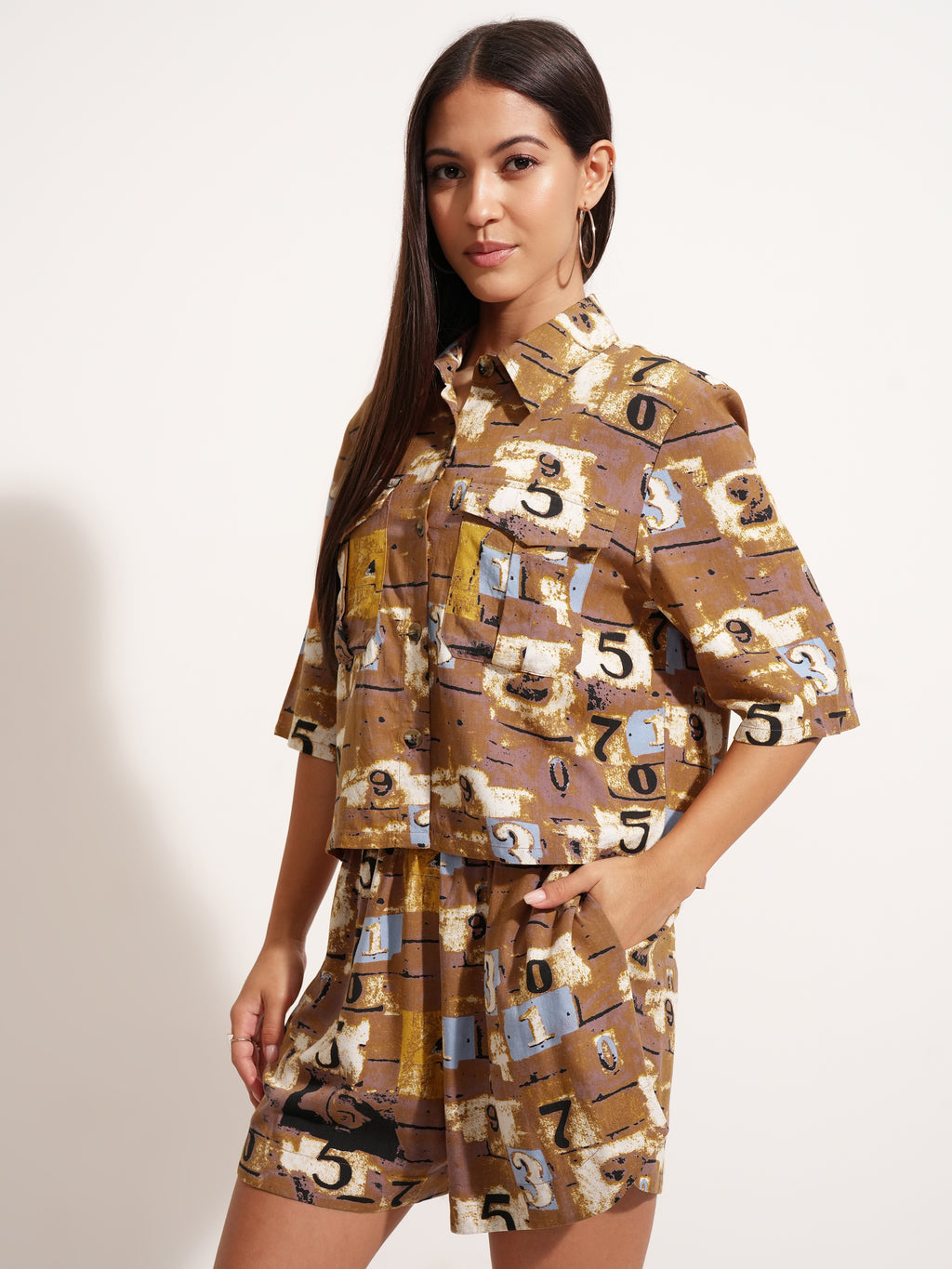 Tokyo Talkies Women Brown Shirt With Short - Brown - Image 4