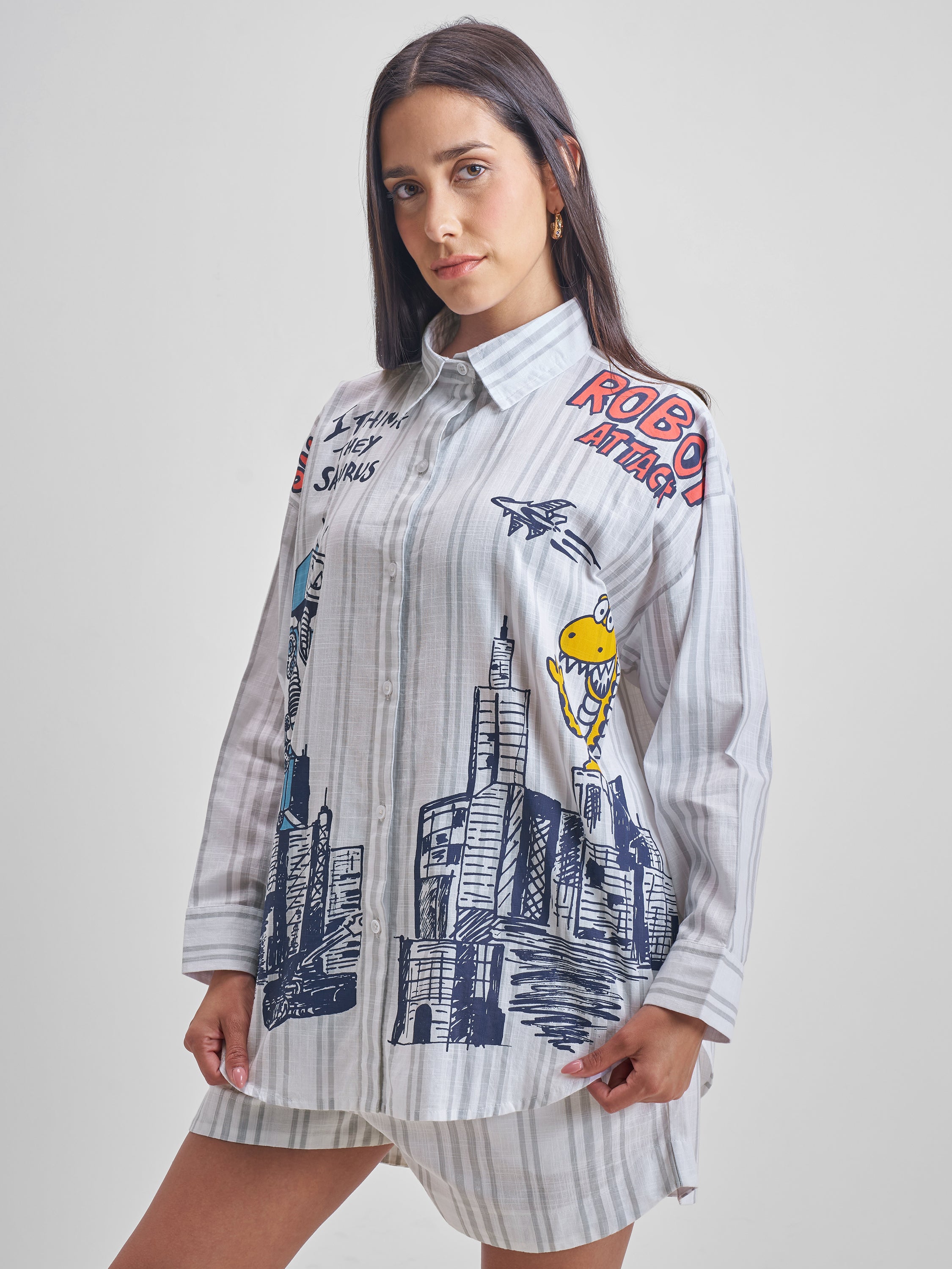 ESPYR By Tokyo Talkies Women White Shirt With Shorts Co-ords - White - Image 4