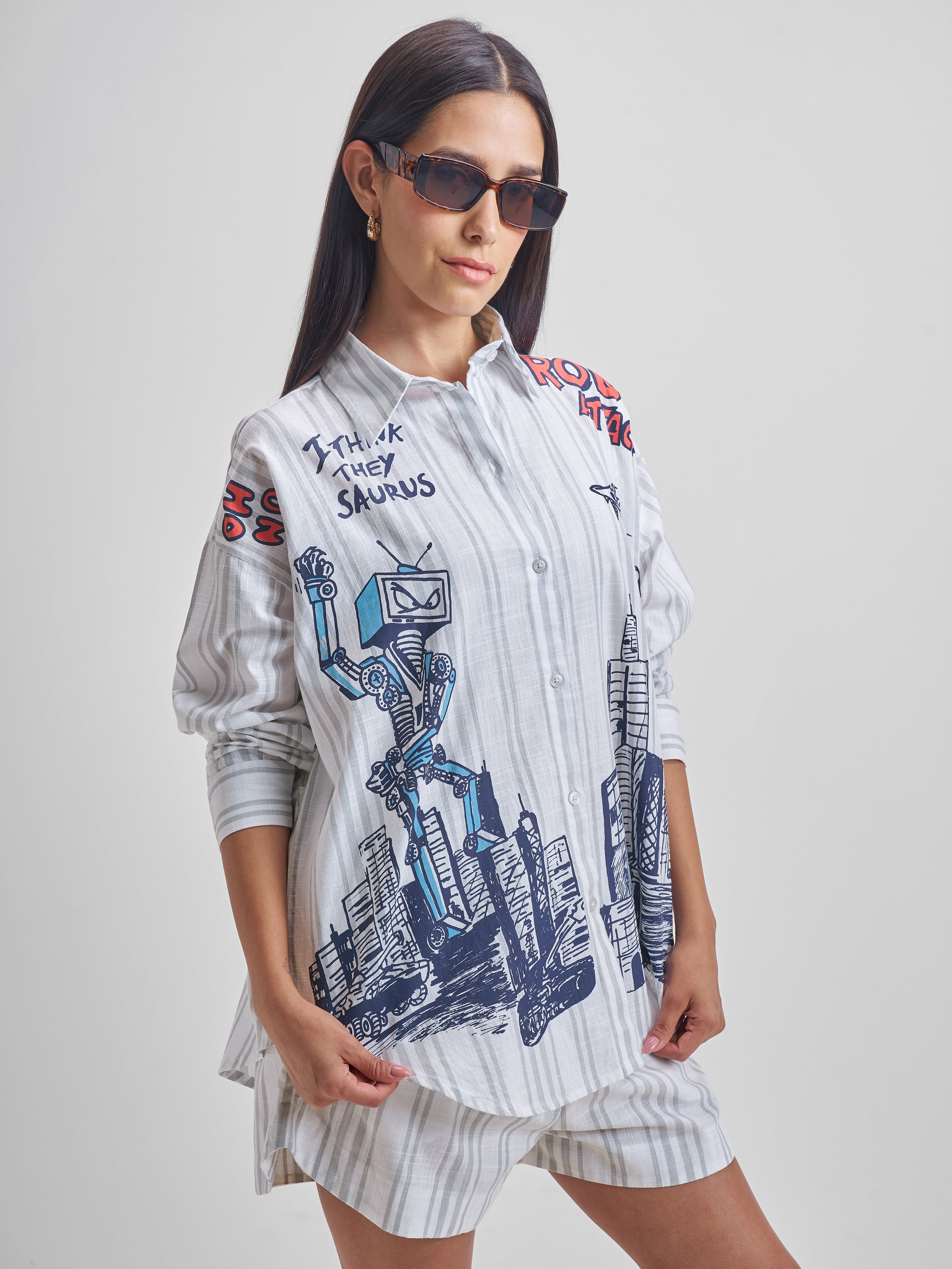 ESPYR By Tokyo Talkies Women White Shirt With Shorts Co-ords - White - Image 6