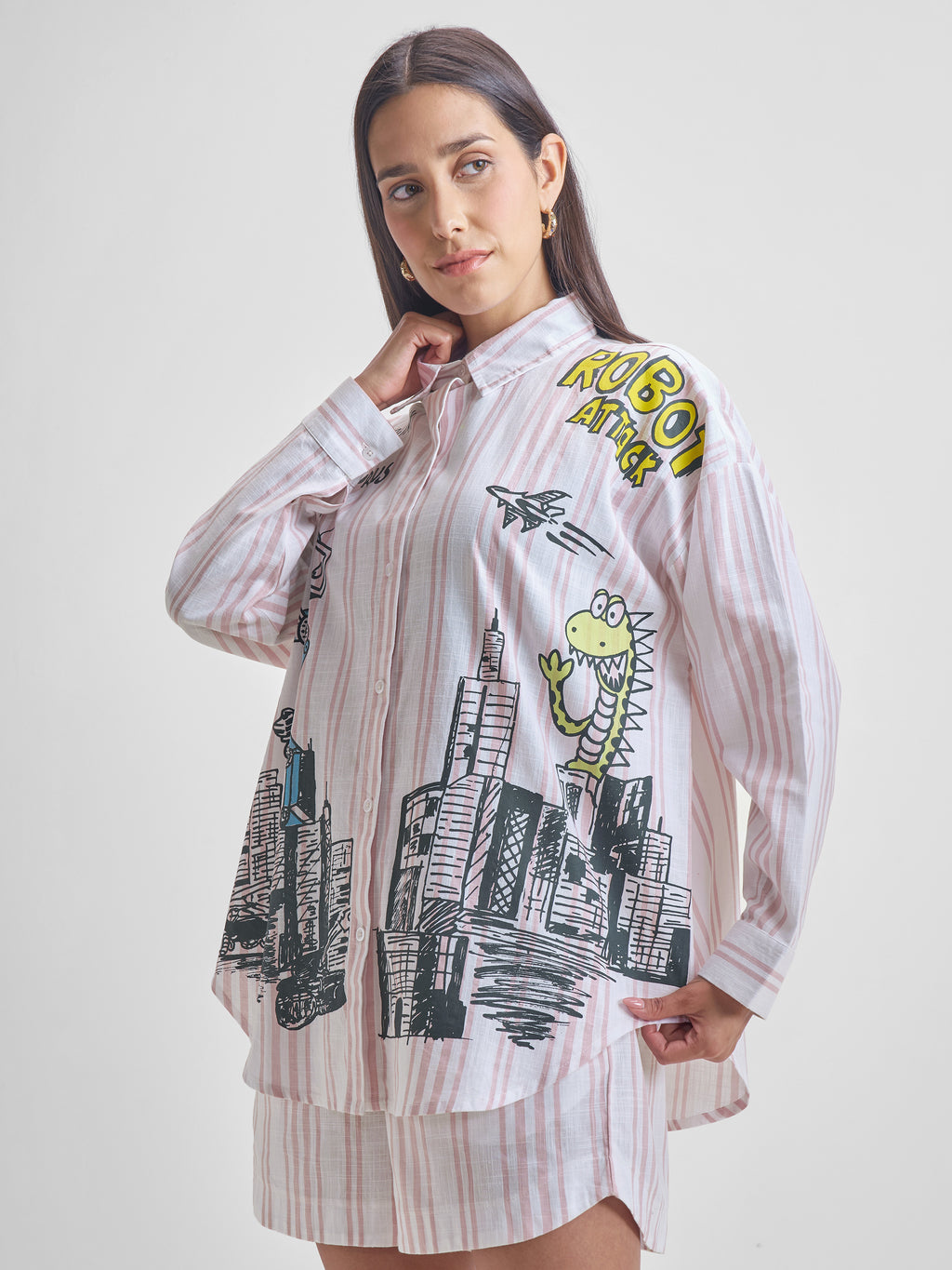 ESPYR By Tokyo Talkies Women White Shirt With Shorts Co-ords - White - Image 4